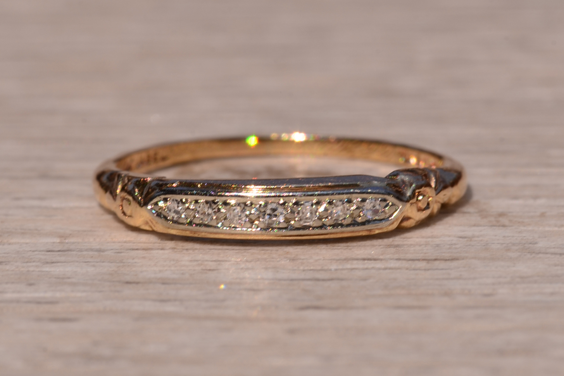 SOLD - The Hedges Lane: Retro Era Two Tone Natural Diamond Band by Jabel - Image 2