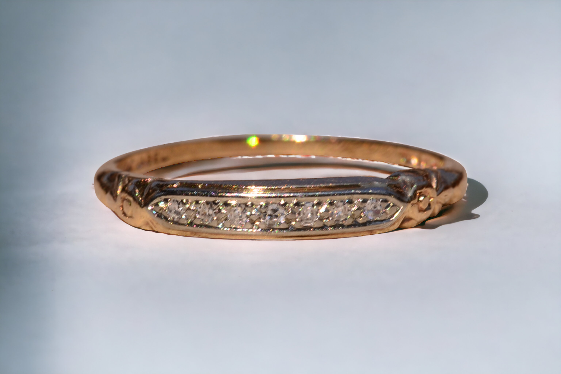 SOLD - The Hedges Lane: Retro Era Two Tone Natural Diamond Band by Jabel - Image 12