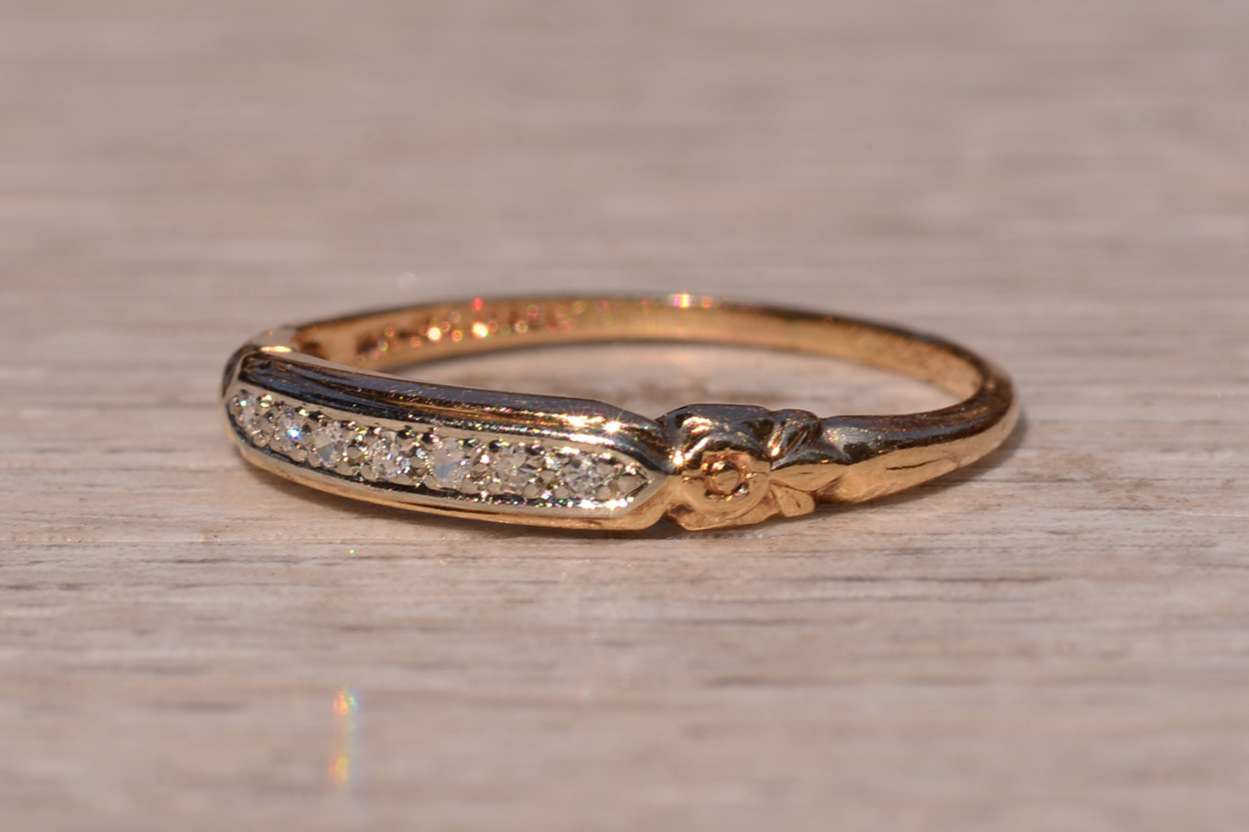 SOLD - The Hedges Lane: Retro Era Two Tone Natural Diamond Band by Jabel - Image 3