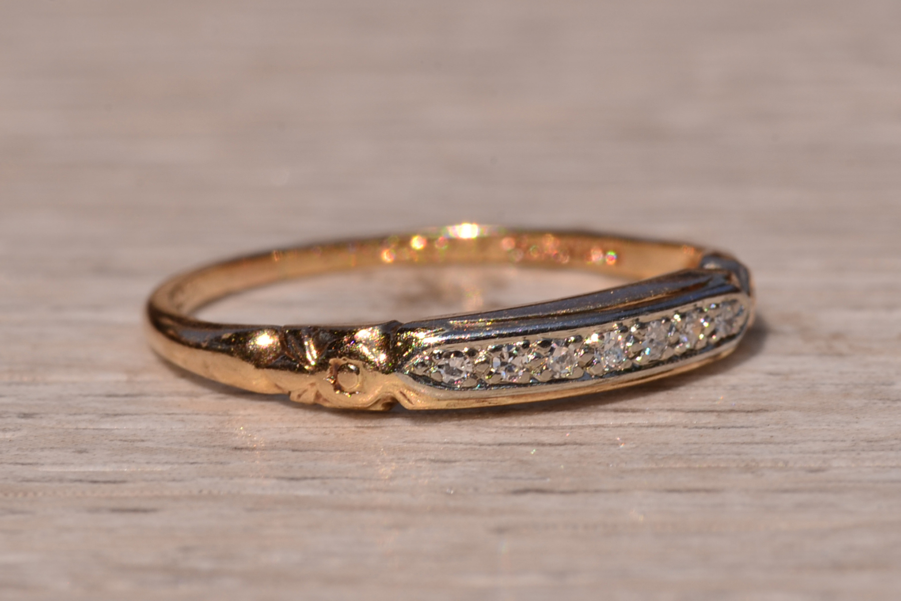 SOLD - The Hedges Lane: Retro Era Two Tone Natural Diamond Band by Jabel - Image 6