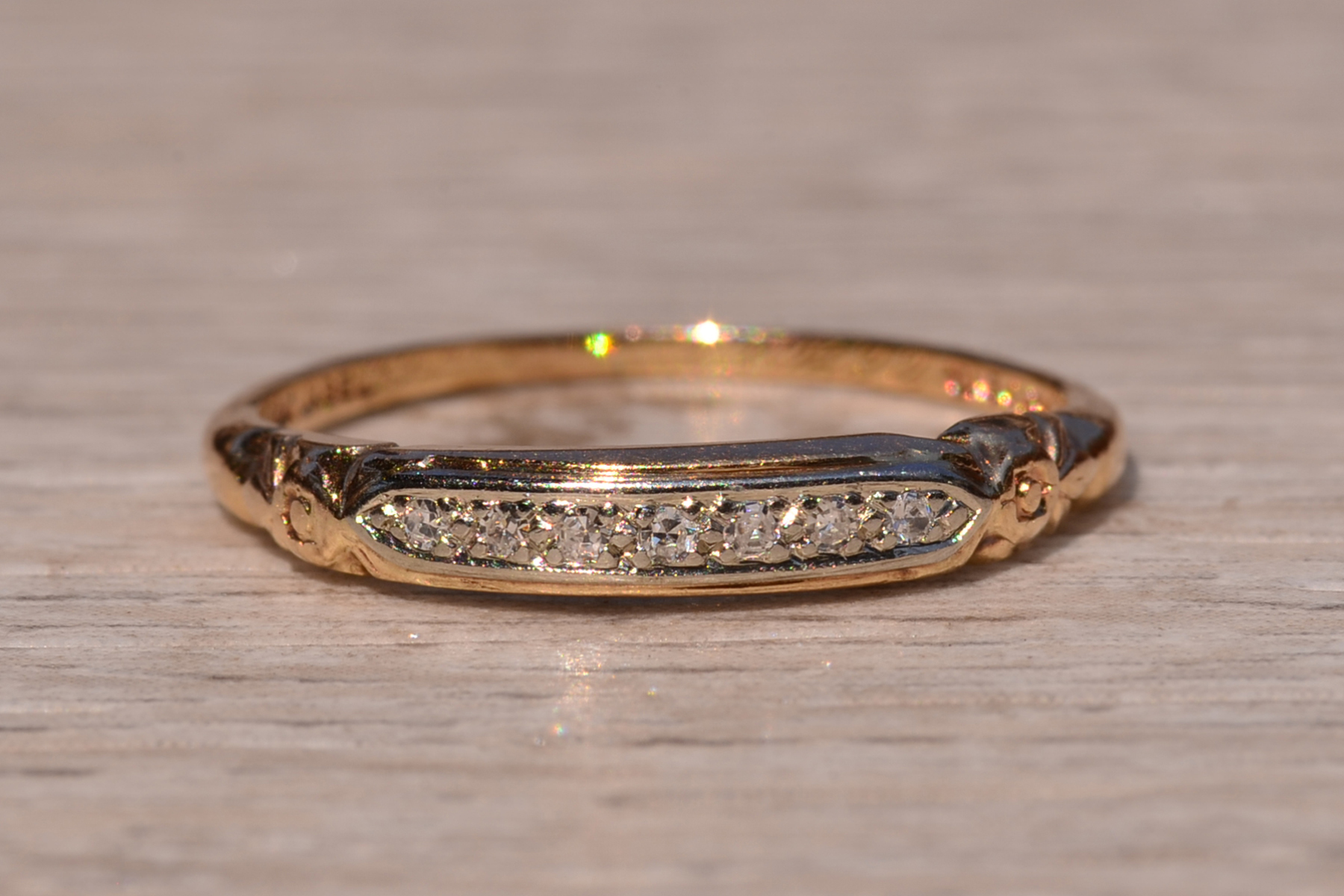 SOLD - The Hedges Lane: Retro Era Two Tone Natural Diamond Band by Jabel - Image 7