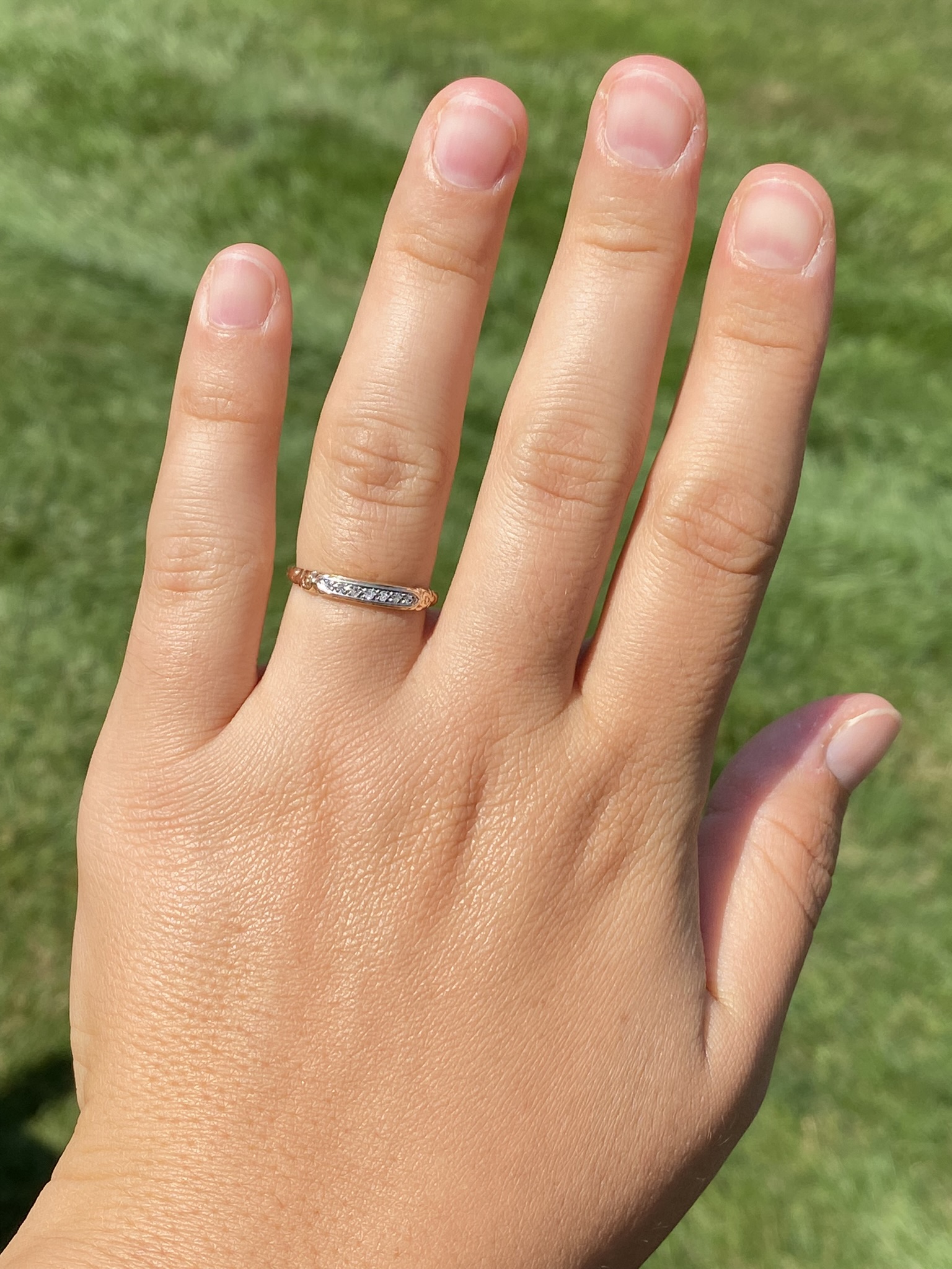 SOLD - The Hedges Lane: Retro Era Two Tone Natural Diamond Band by Jabel - Image 9