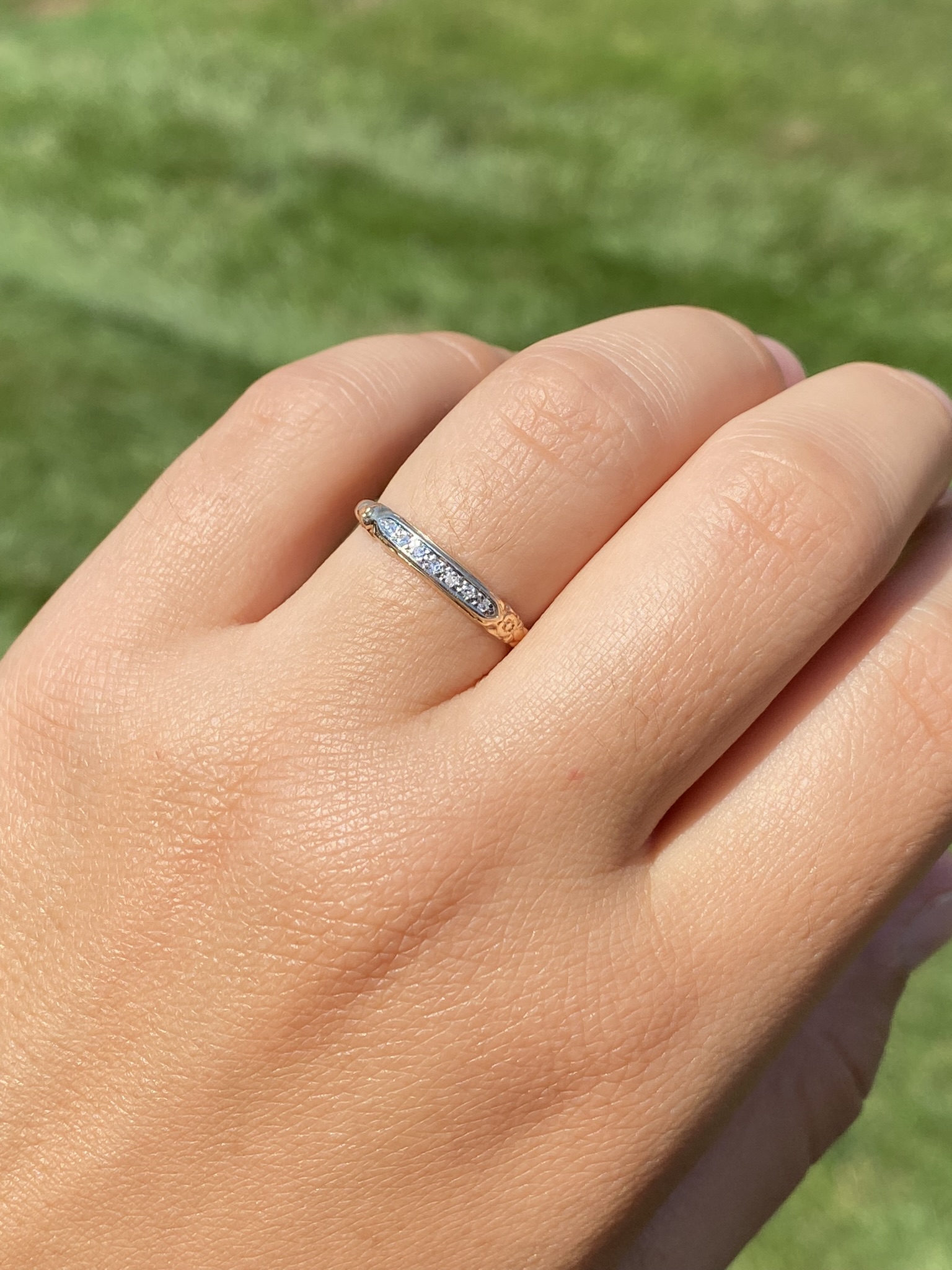 SOLD - The Hedges Lane: Retro Era Two Tone Natural Diamond Band by Jabel - Image 10