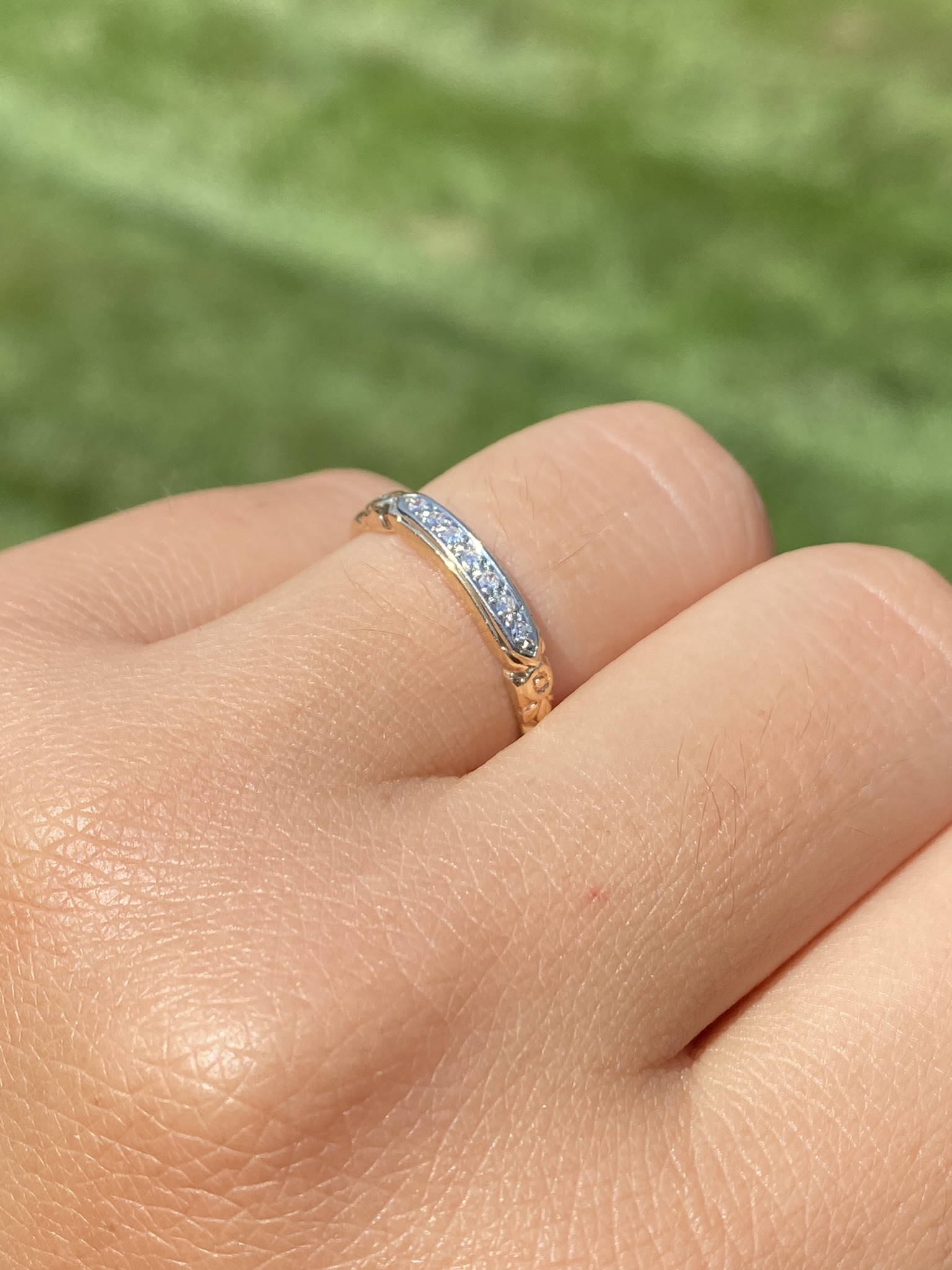 SOLD - The Hedges Lane: Retro Era Two Tone Natural Diamond Band by Jabel - Image 11