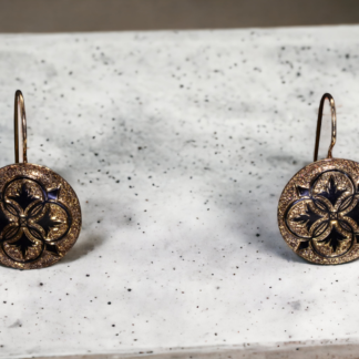 The Bendigo Road:  Original Victorian Earrings with Black Enamel in Rose Gold