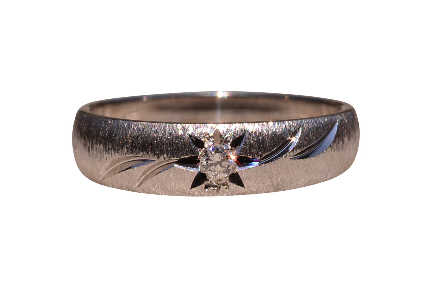 SOLD - The Agnew Ave: Mid Century Modern Textured Natural Diamond Ring