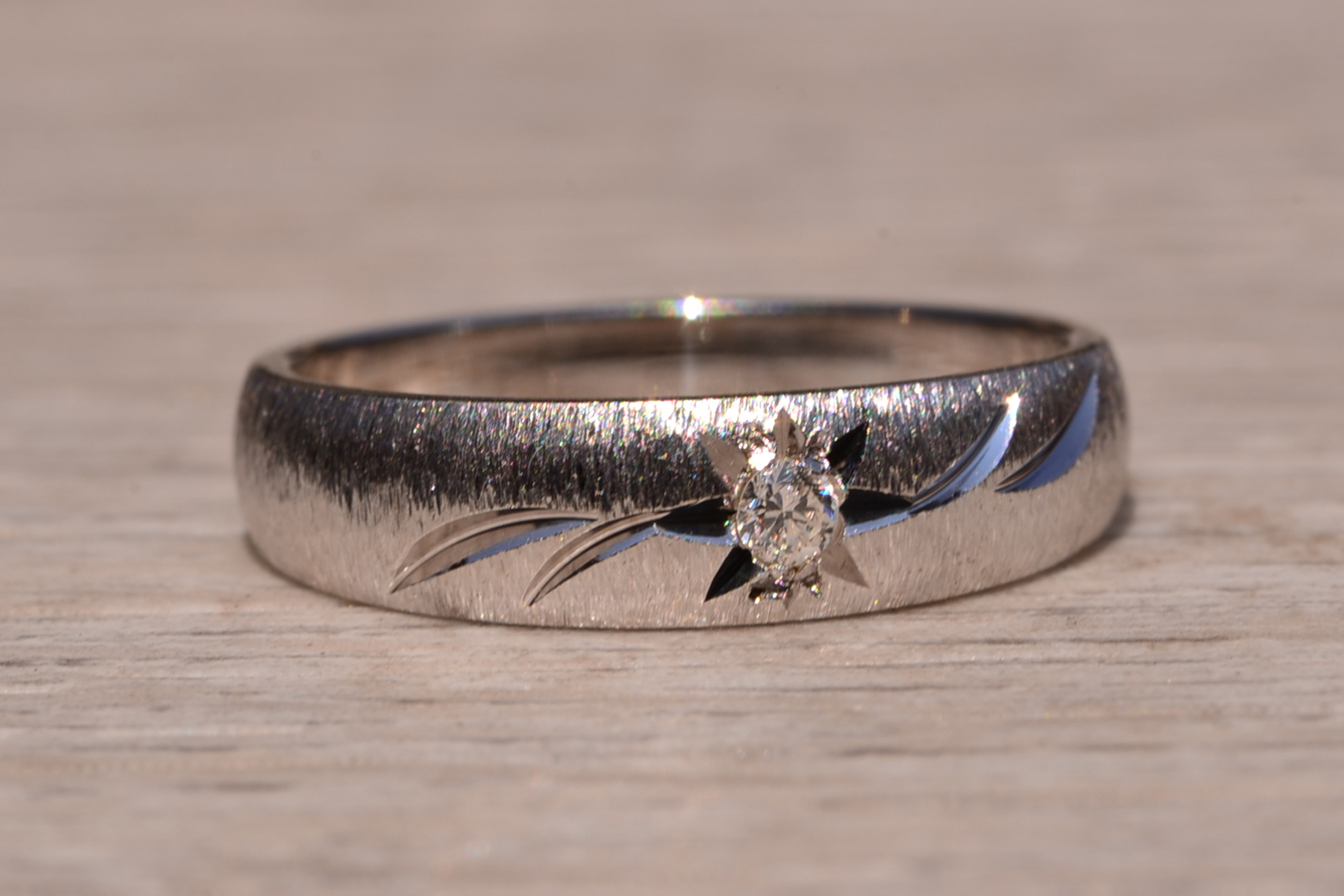 SOLD - The Agnew Ave: Mid Century Modern Textured Natural Diamond Ring - Image 6