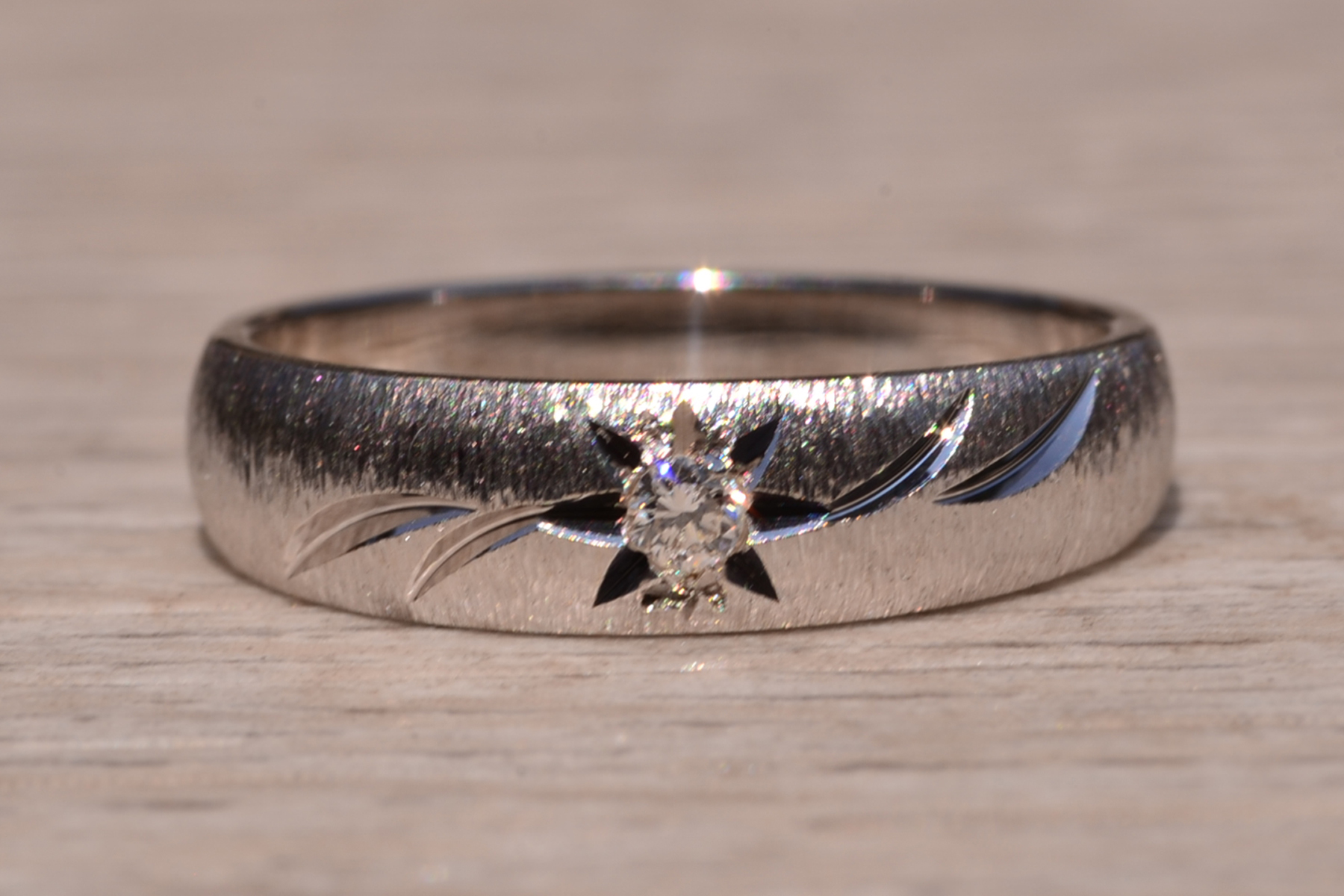 SOLD - The Agnew Ave: Mid Century Modern Textured Natural Diamond Ring - Image 7