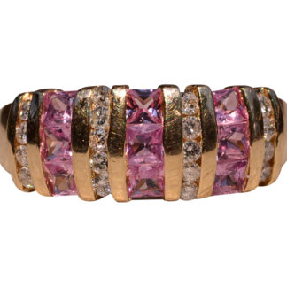 The Delrey Road:  Pink Topaz and Diamond Set Ring