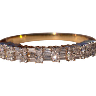 The South Eagle:  Yellow Gold Stackable Band with Natural Diamonds