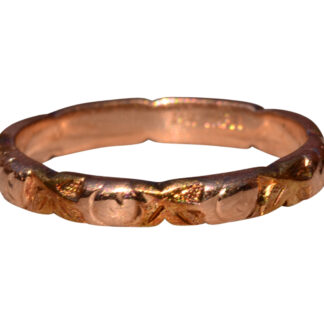 SOLD - The Second House Road: Antique Jabel Signed Rose Gold Band with Floral Pattern