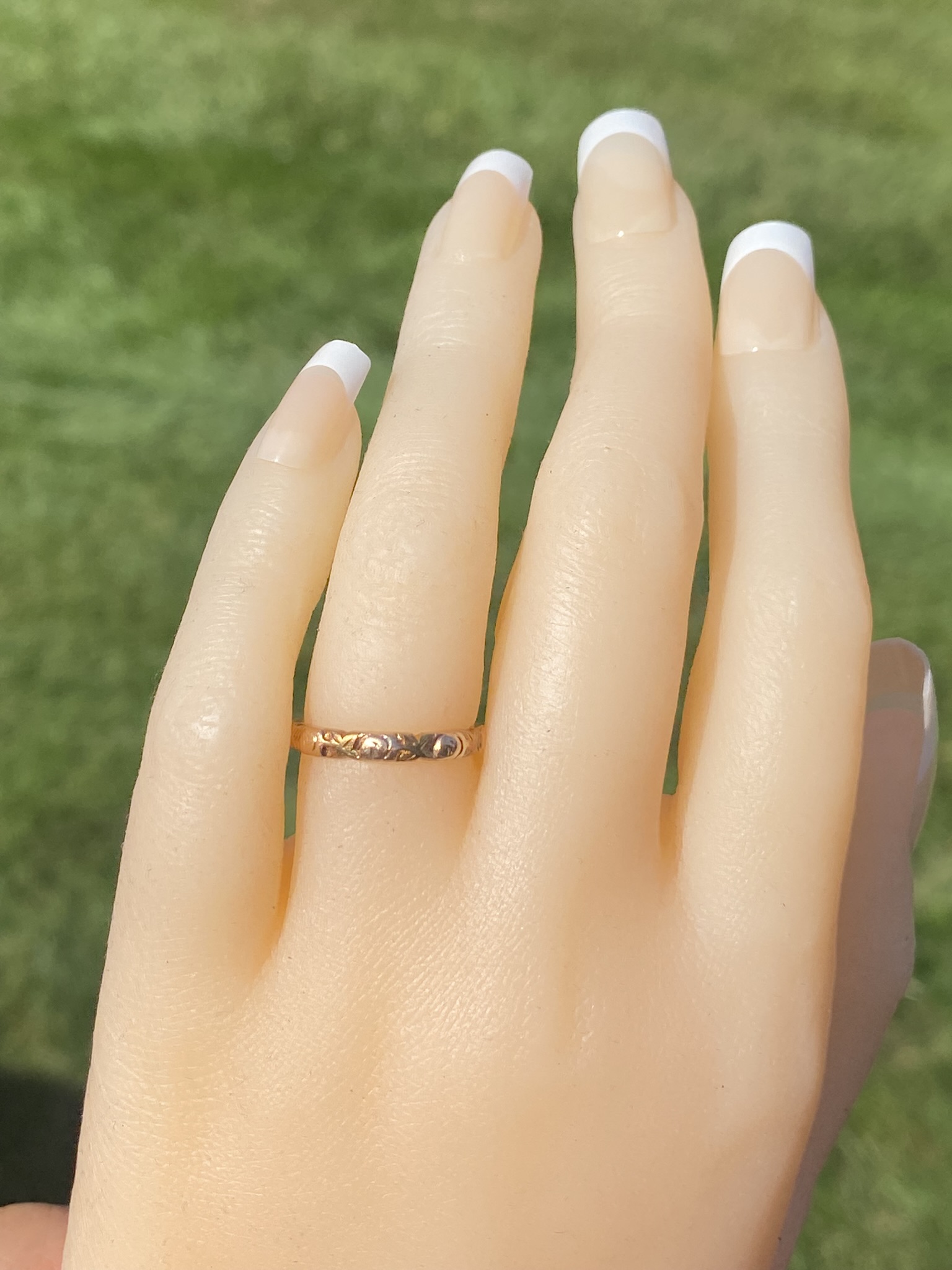 SOLD - The Second House Road: Antique Jabel Signed Rose Gold Band with Floral Pattern - Image 6
