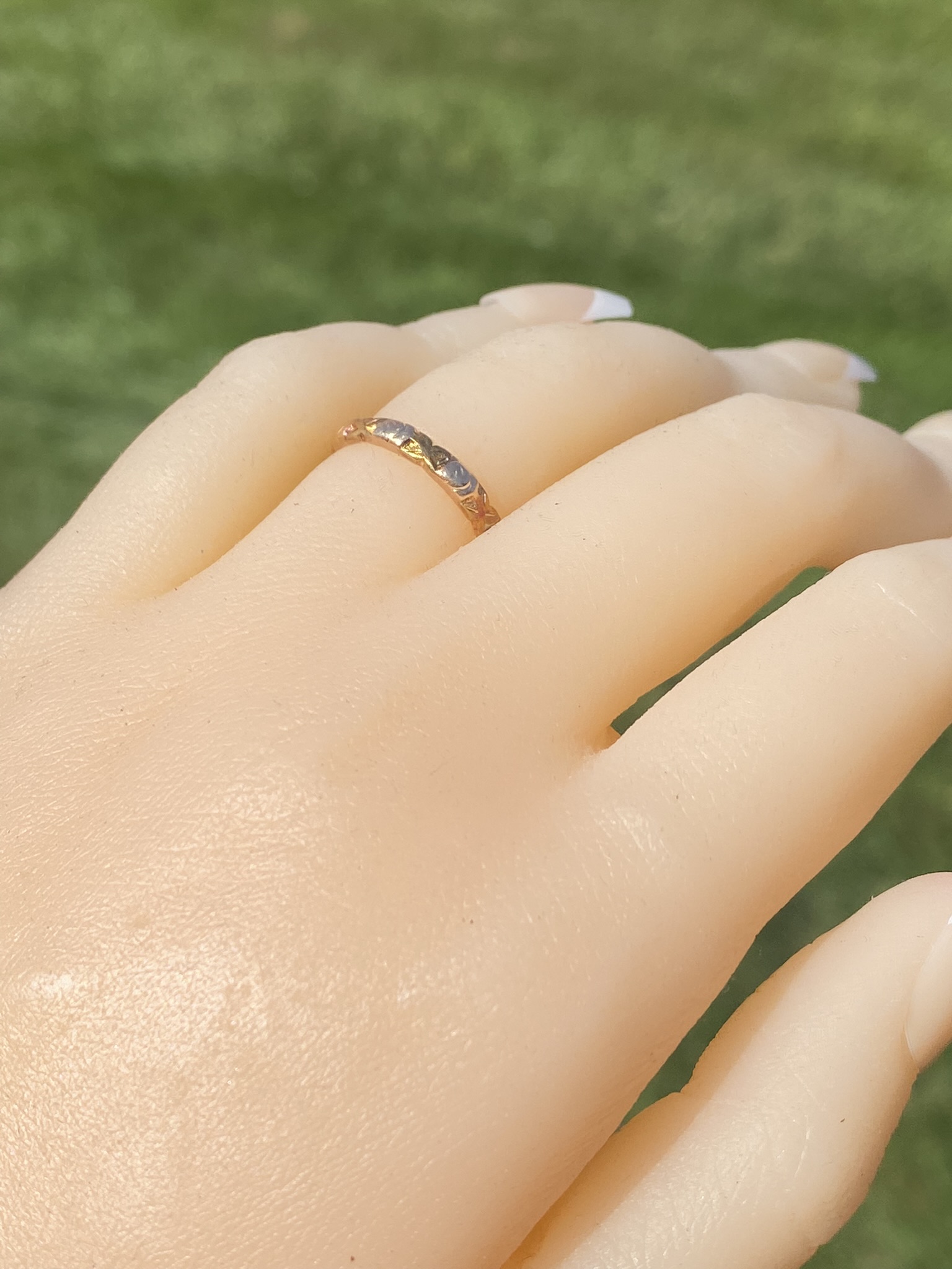 SOLD - The Second House Road: Antique Jabel Signed Rose Gold Band with Floral Pattern - Image 8