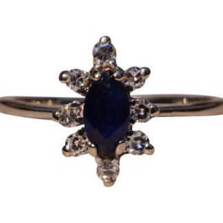 The West End Ave: Marquise Sapphire and diamond Ring in White Gold