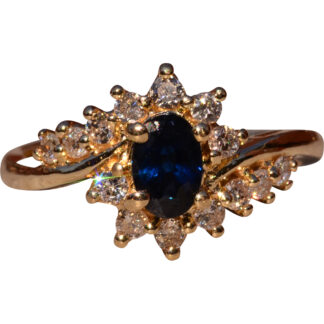 SOLD - The Sherman Road:  Vintage Sapphire and Diamond Ring in Yellow Gold