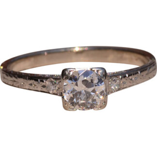 The Etna Street: Antique Art Deco Engagement Ring with Old European Cut Natural Diamond