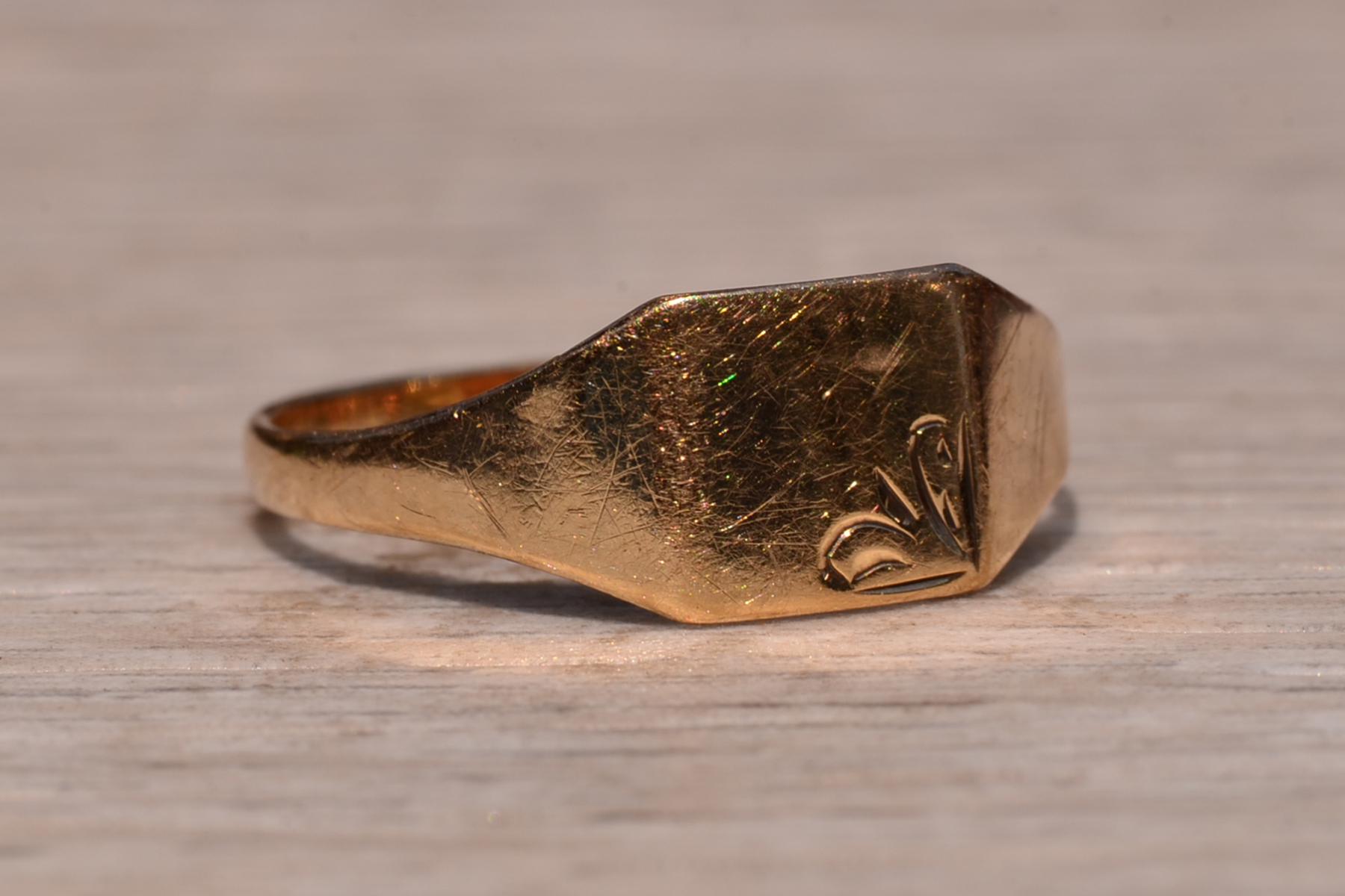 SOLD - The Aqualina: Irish Made Yellow Gold Signet Ring - Image 6