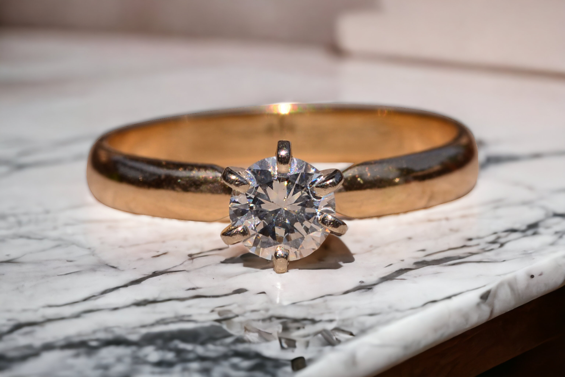 The Emery Street: Yellow Gold Solitaire Engagement Ring with Round Brilliant Cut Natural Diamond - Image 11