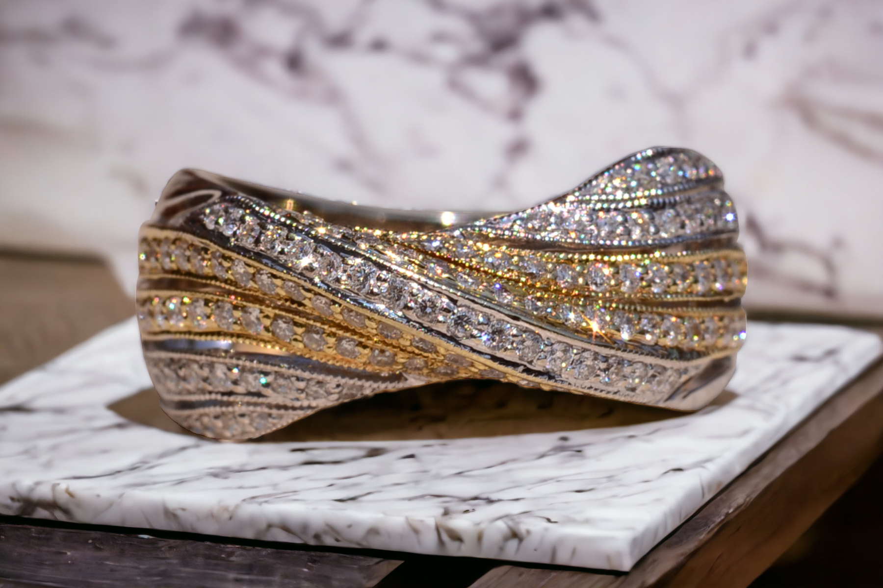 The South Eton: Two Tone Twist Band set with Natural Diamonds - Image 11