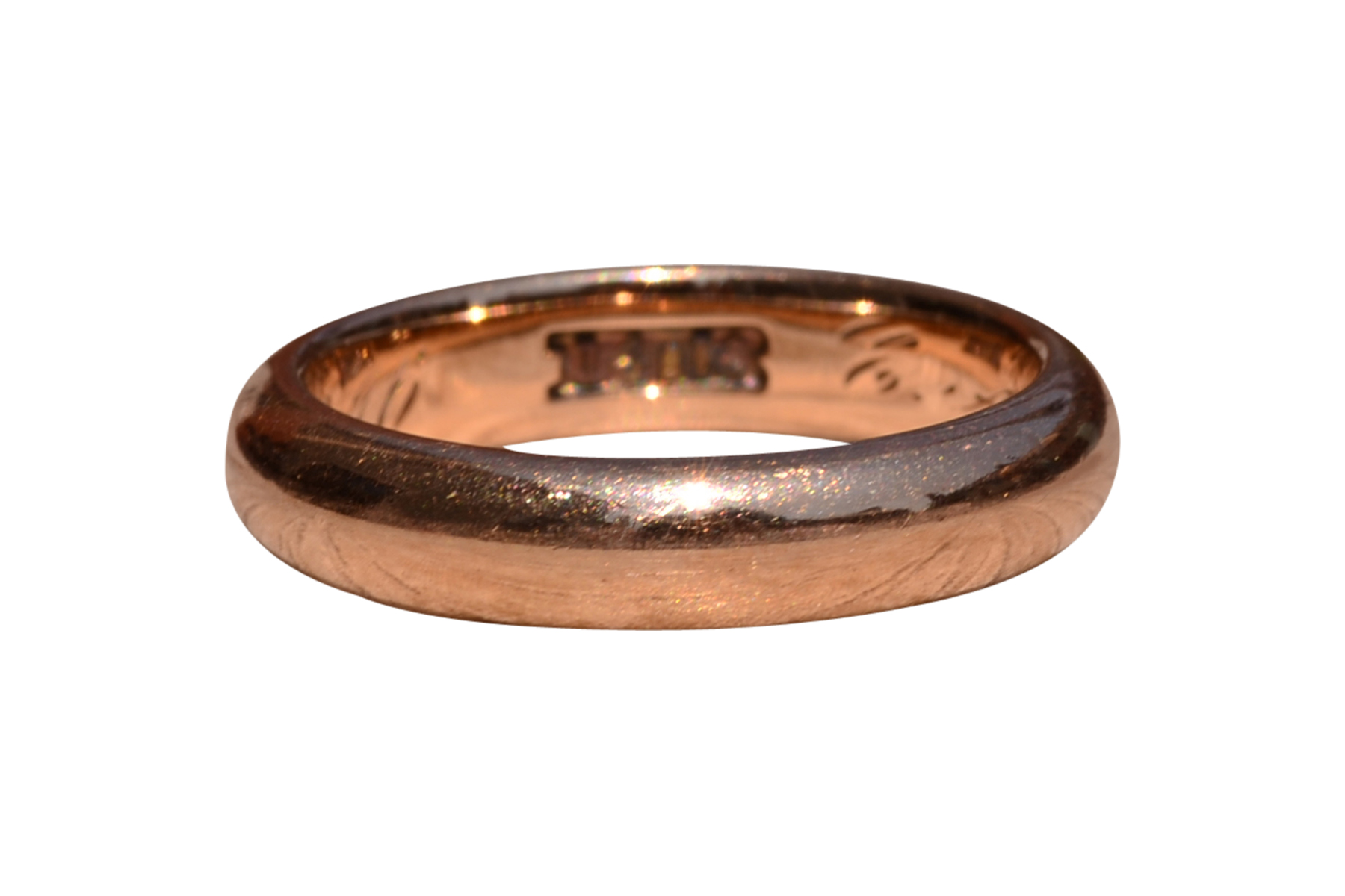 SOLD - The Midway: Antique Rose Gold High Dome Wedding Band Circa 1916