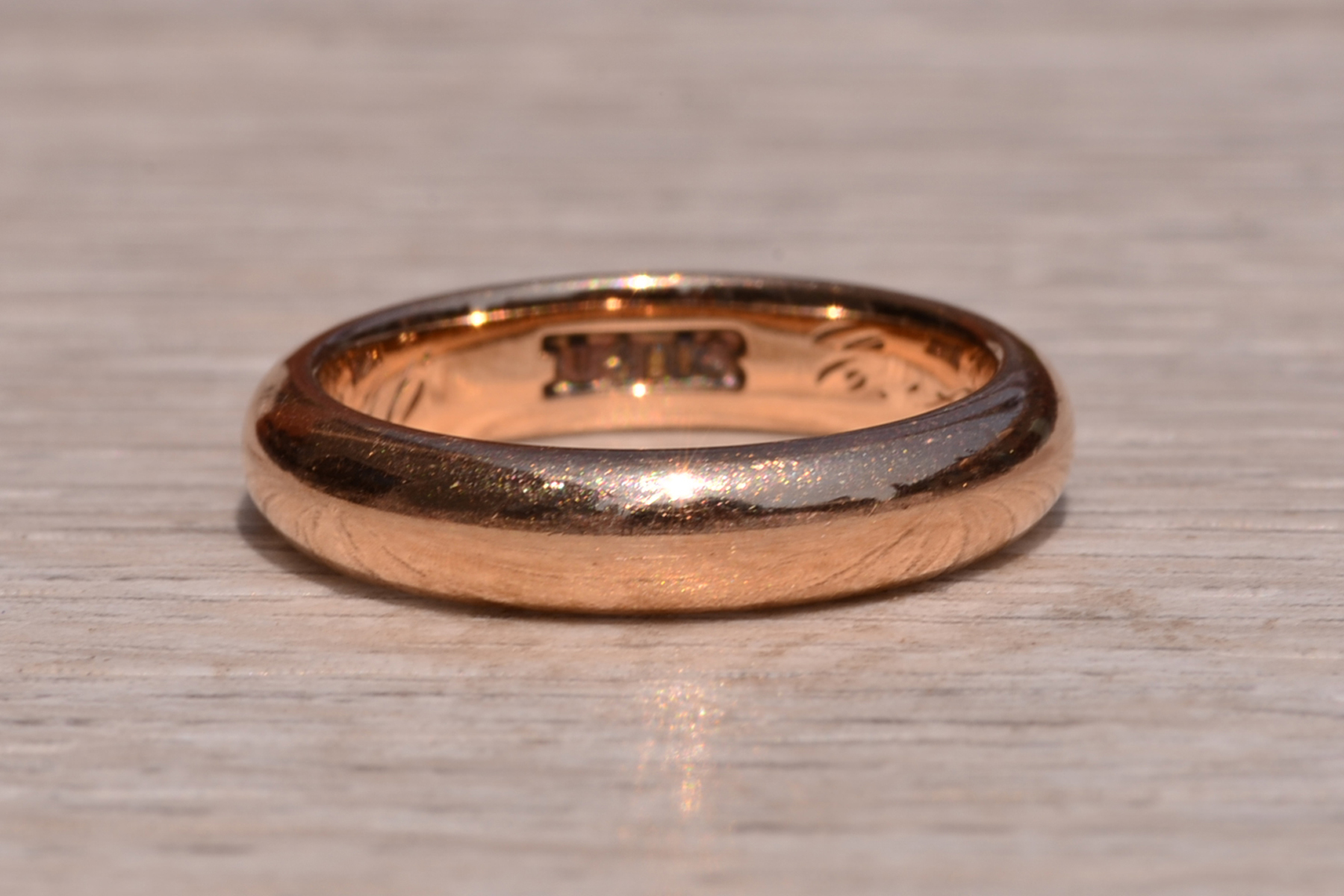 SOLD - The Midway: Antique Rose Gold High Dome Wedding Band Circa 1916 - Image 2