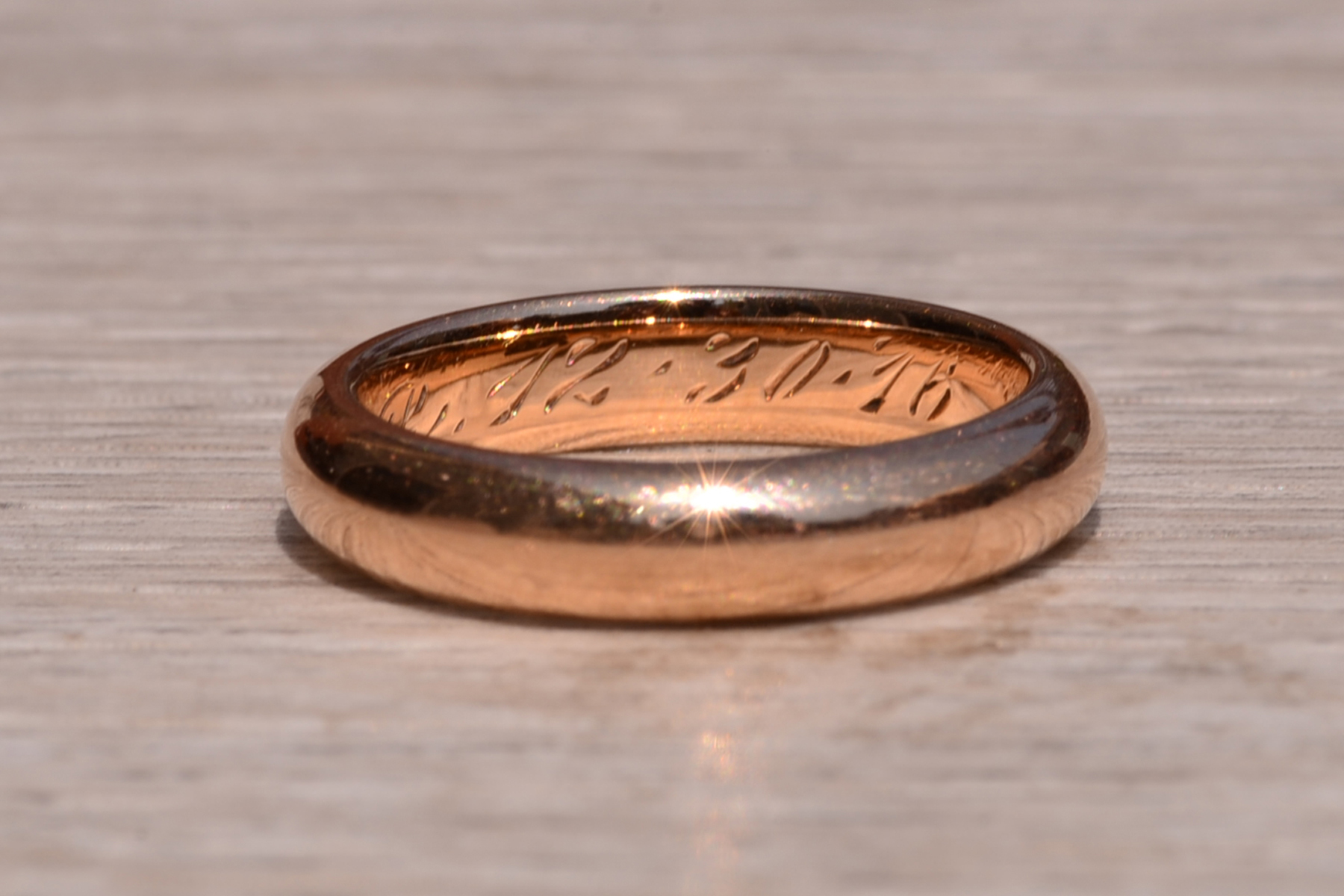 SOLD - The Midway: Antique Rose Gold High Dome Wedding Band Circa 1916 - Image 3