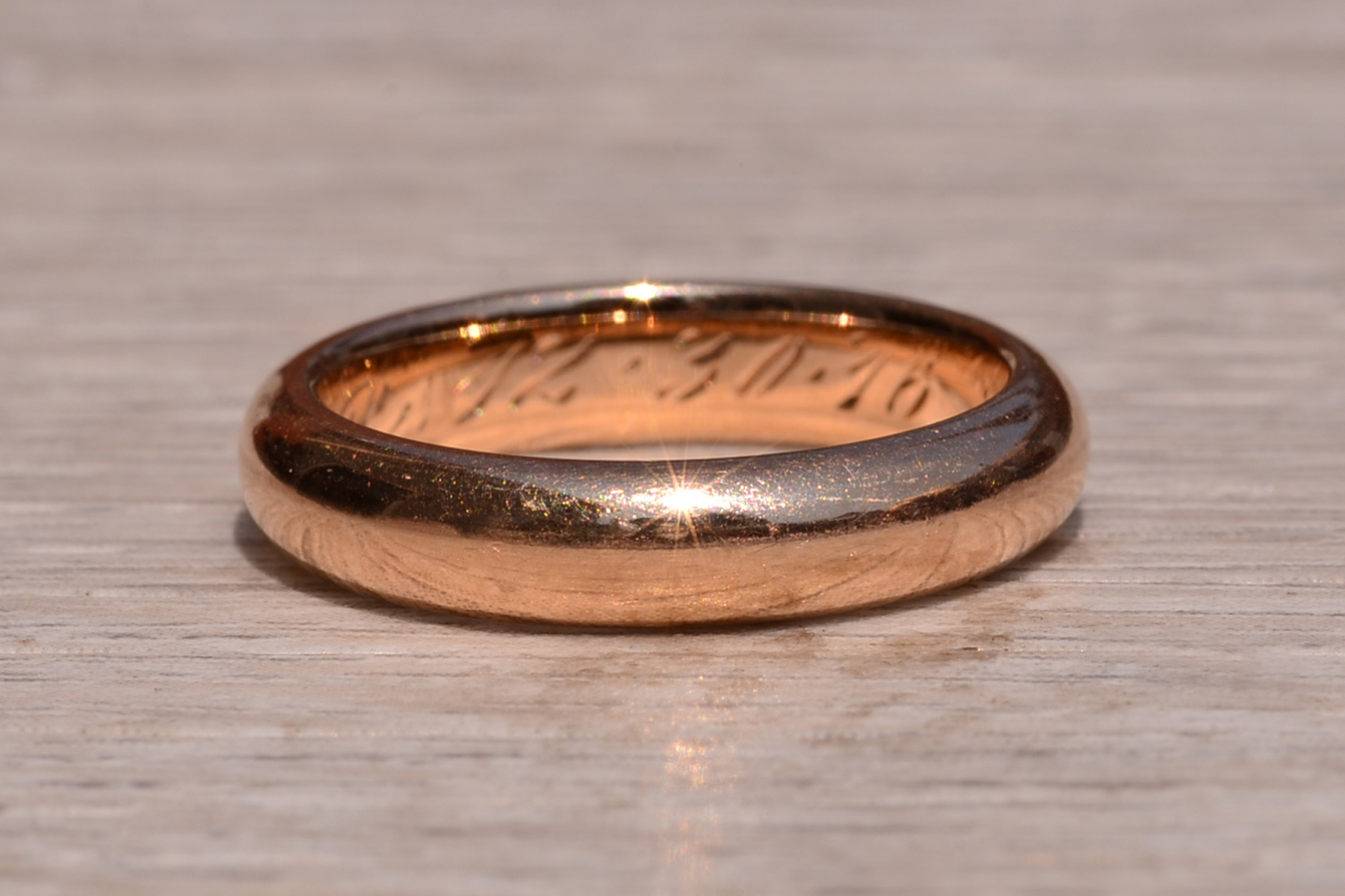 SOLD - The Midway: Antique Rose Gold High Dome Wedding Band Circa 1916 - Image 4