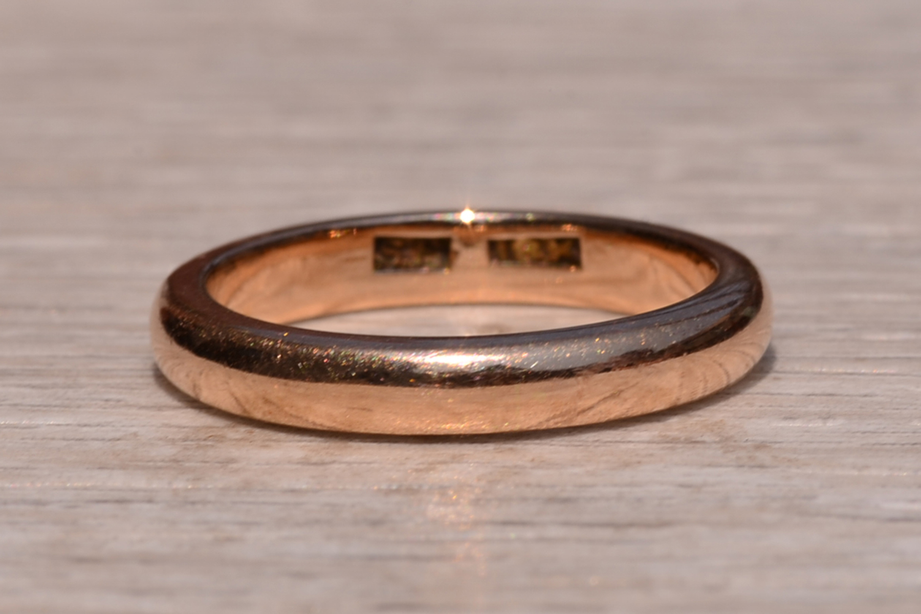 The Hoppin Road: Antique Signed Rose Gold Donut Ring - Image 2