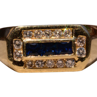 The Coolidge Road:  French Cut Sapphire and Diamond Gentlemans Ring