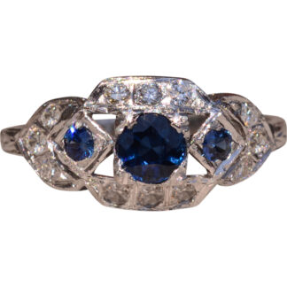 The Jackson Road:  Antique Filigree Ring with Sapphires and Diamonds