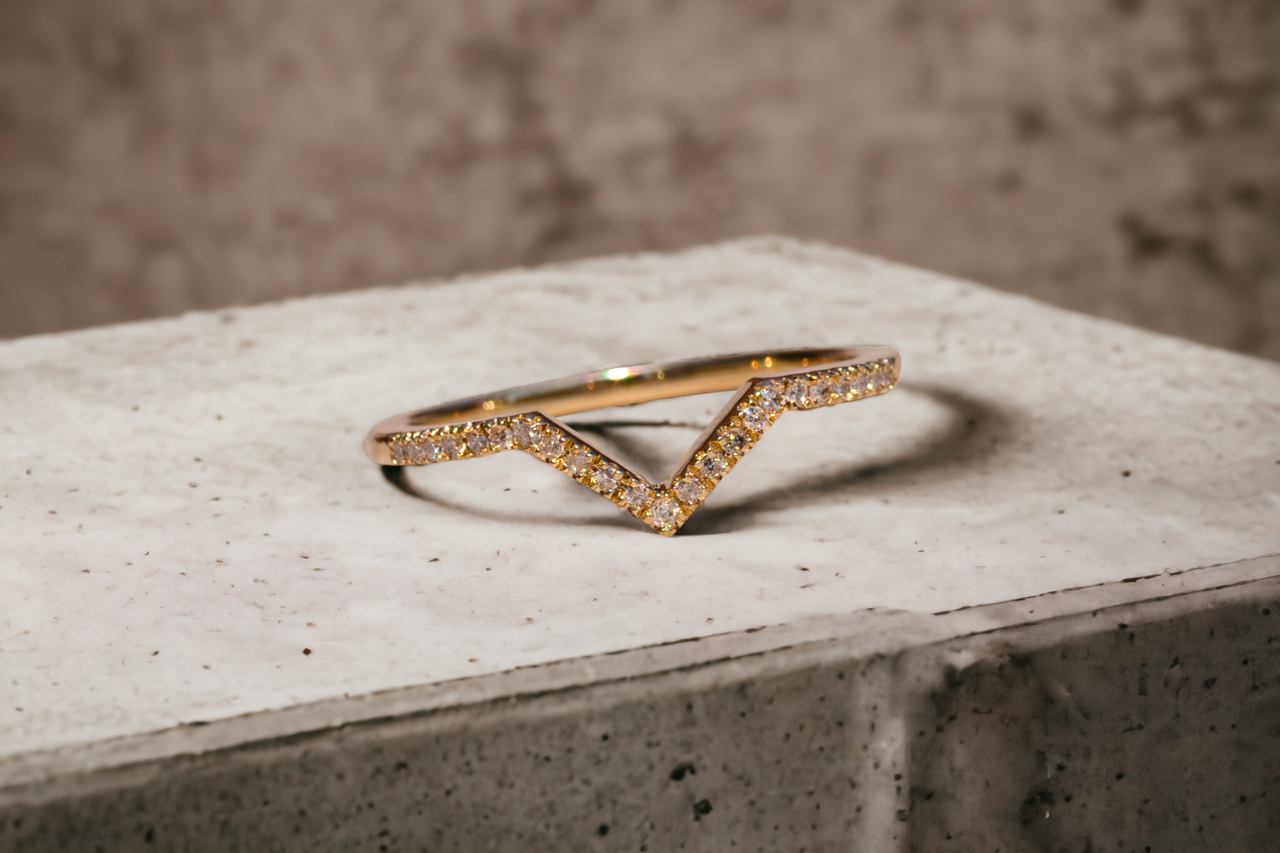 The Edison Street: Yellow Gold Diamond Chevron Band - Image 11
