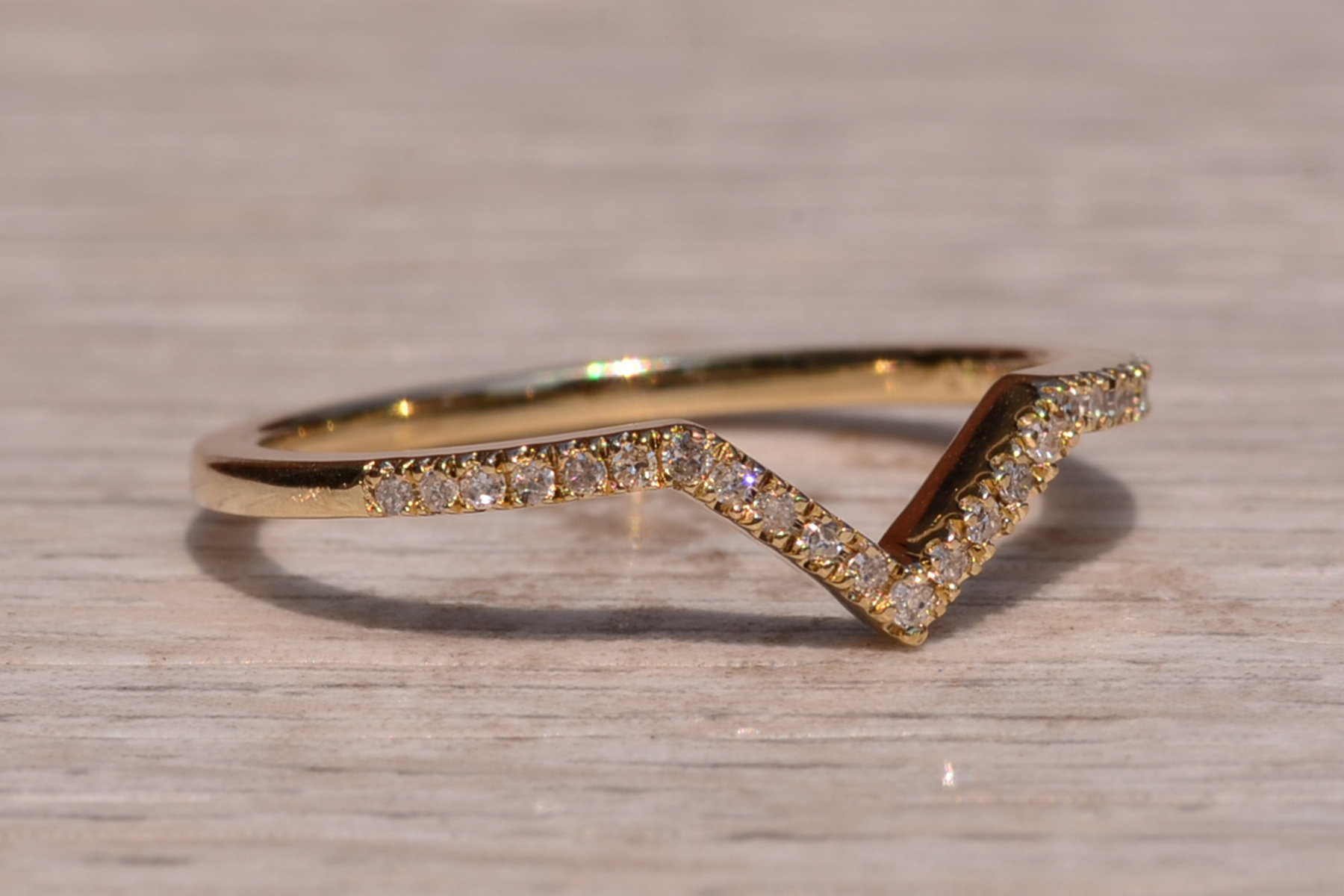 The Edison Street: Yellow Gold Diamond Chevron Band - Image 6