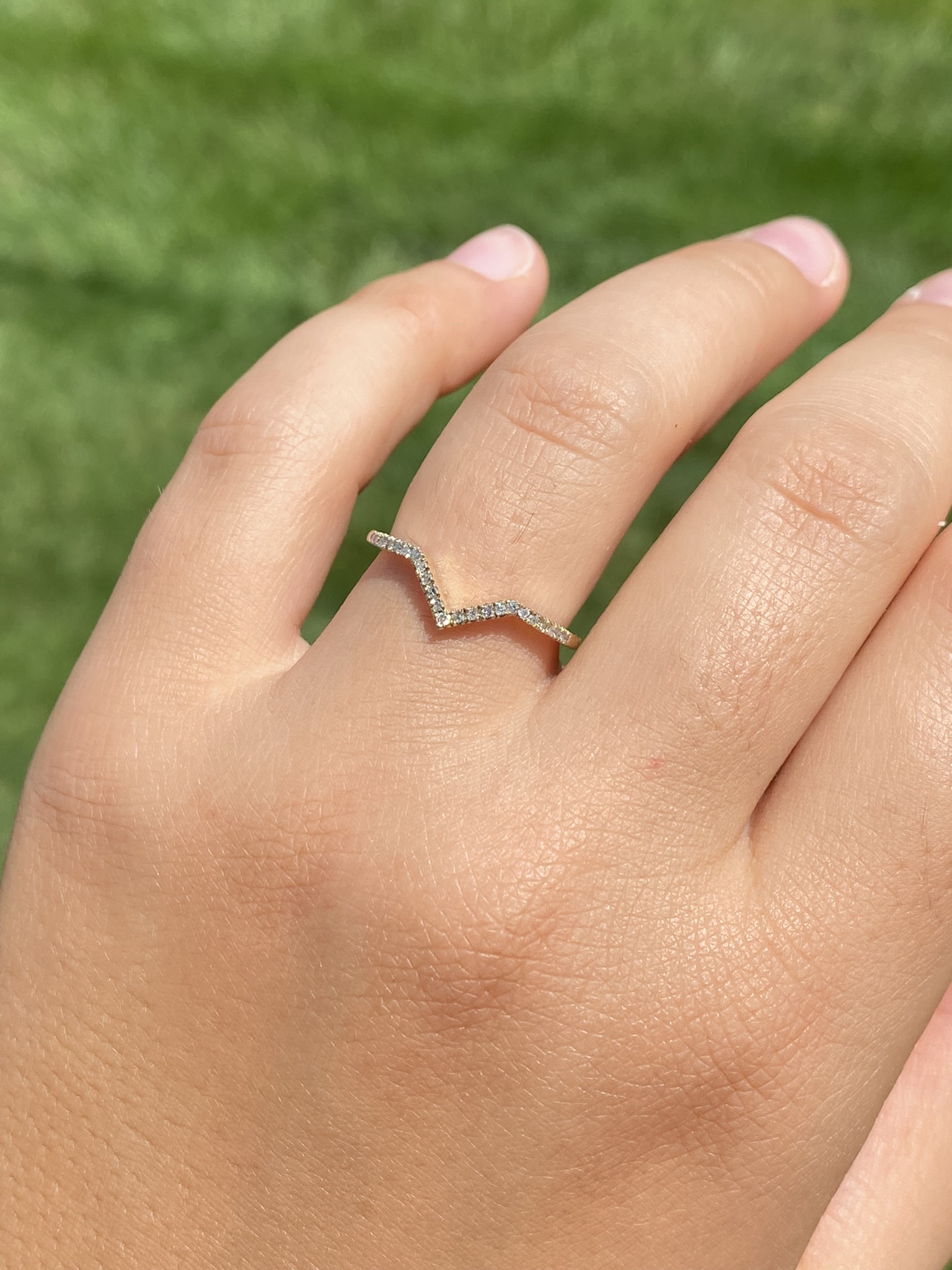 The Edison Street: Yellow Gold Diamond Chevron Band - Image 9