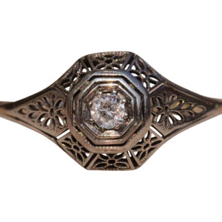 The Davis Drive:  Art Deco Engagement Ring in White Gold