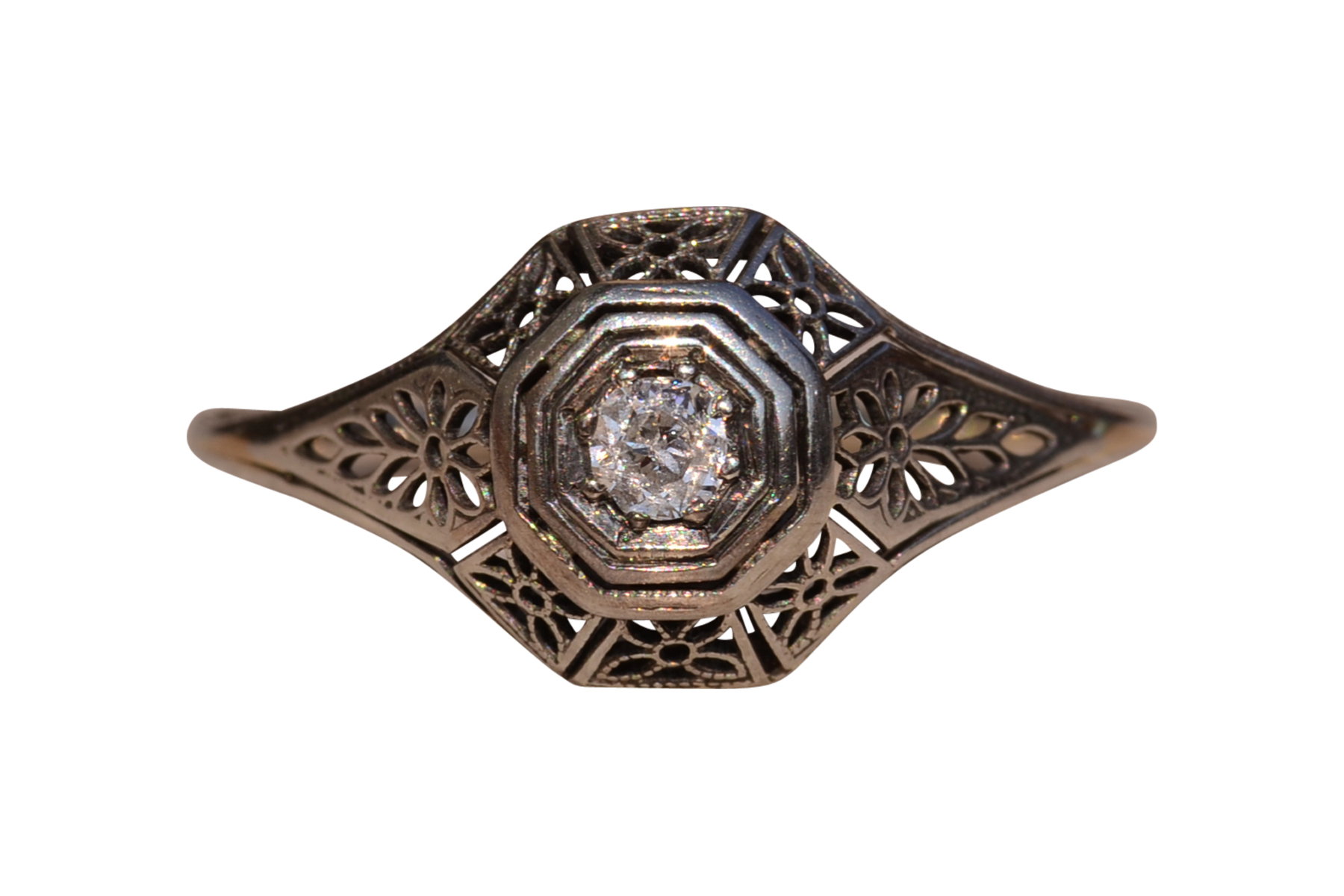 The Davis Drive: Art Deco Engagement Ring in White Gold