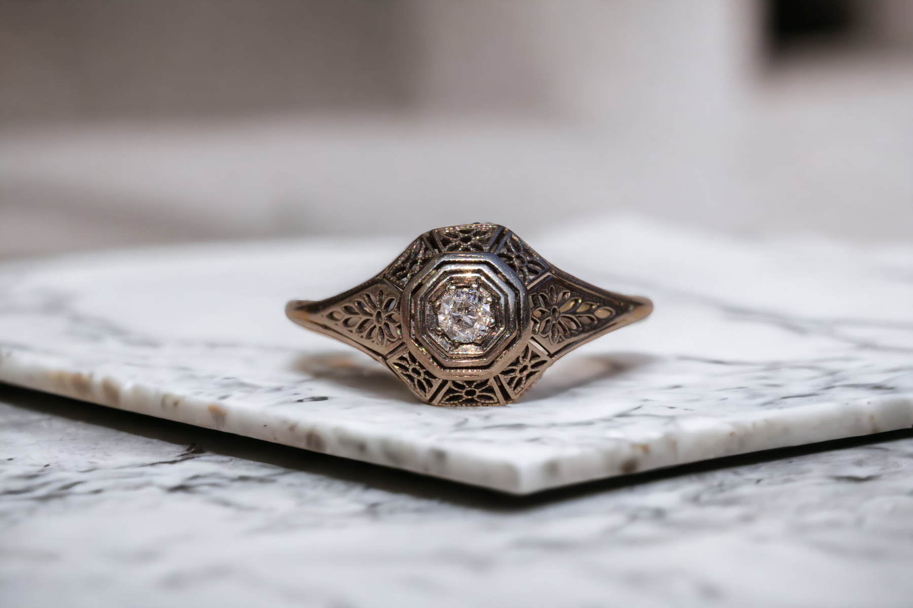 The Davis Drive: Art Deco Engagement Ring in White Gold - Image 11
