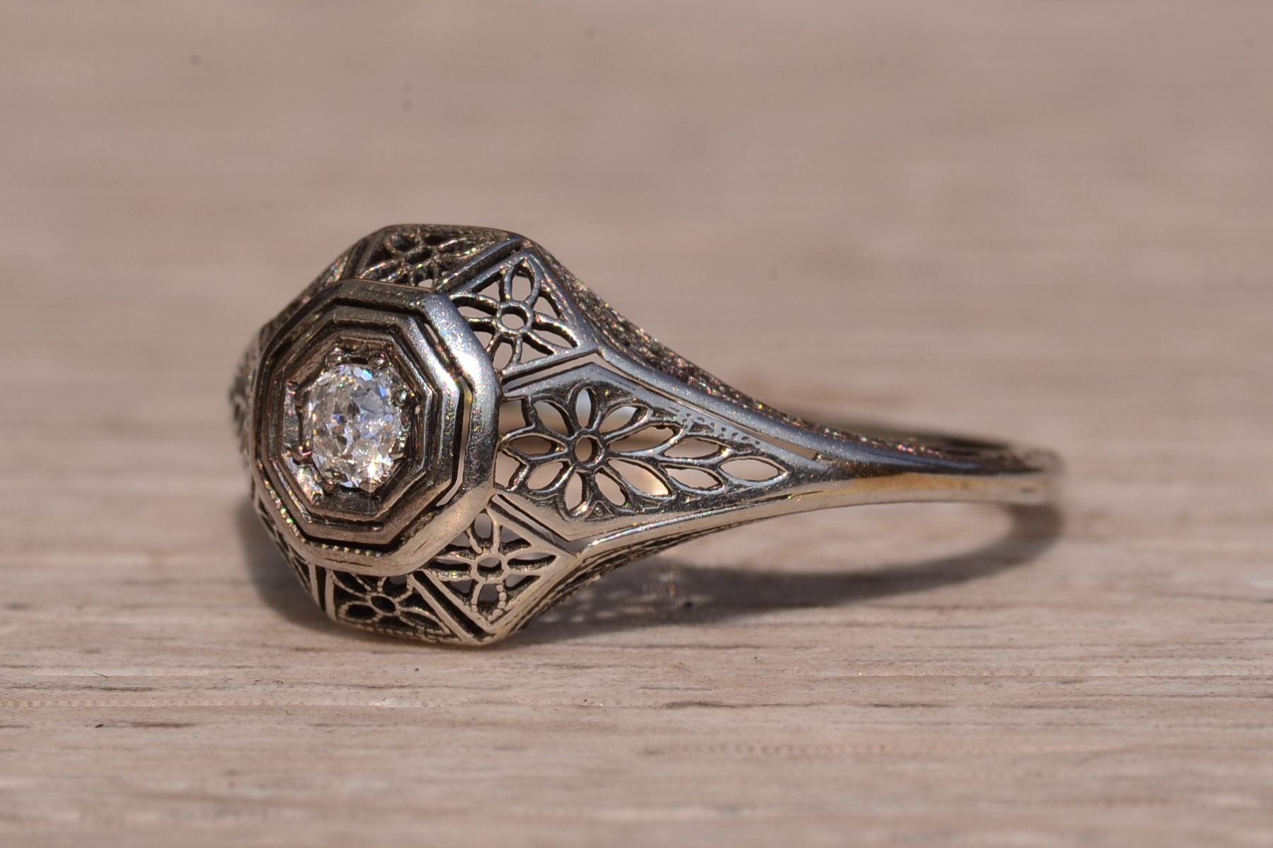 The Davis Drive: Art Deco Engagement Ring in White Gold - Image 3