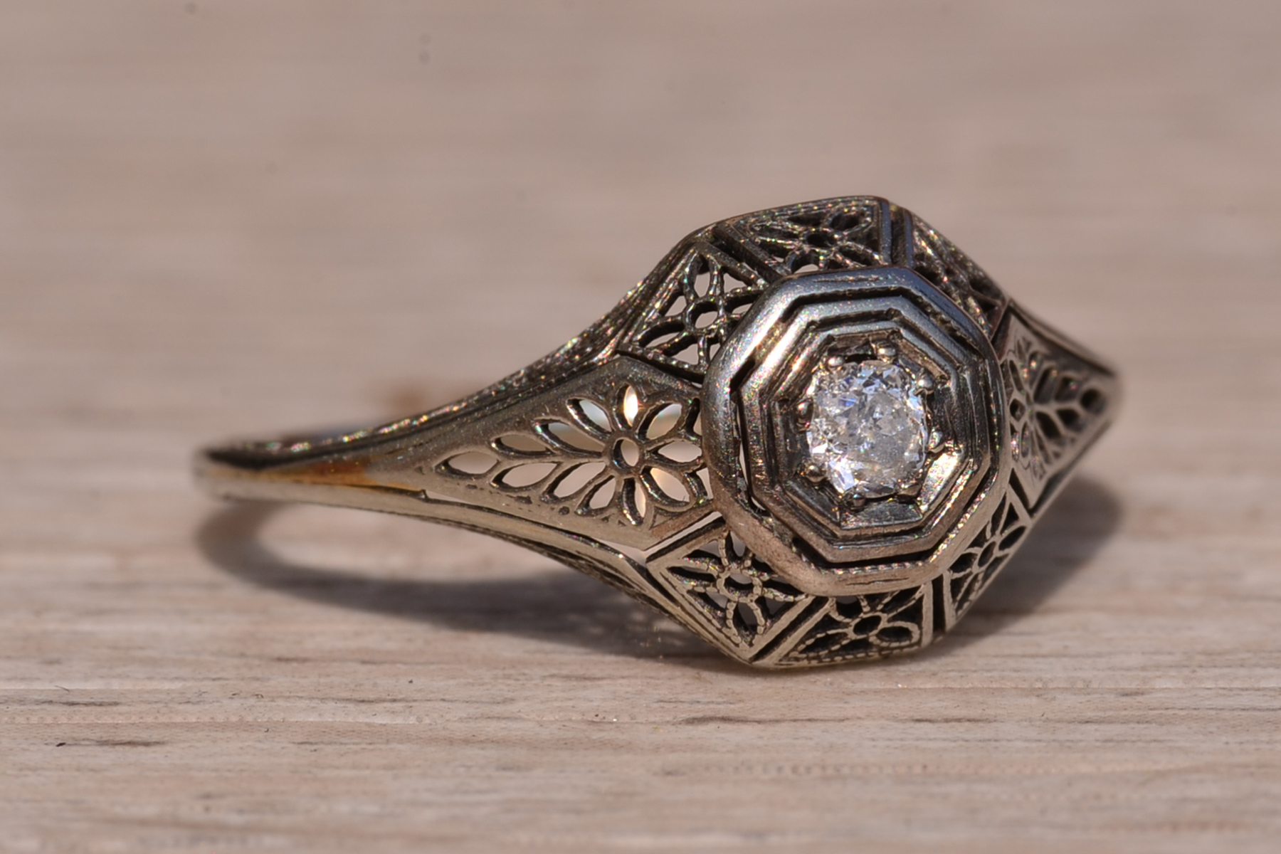 The Davis Drive: Art Deco Engagement Ring in White Gold - Image 6