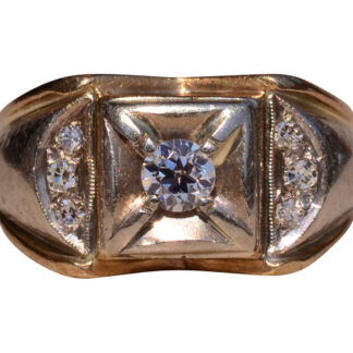 The Ditch Plains Road: Vintage Gentleman's Diamond Ring in Yellow and White Gold