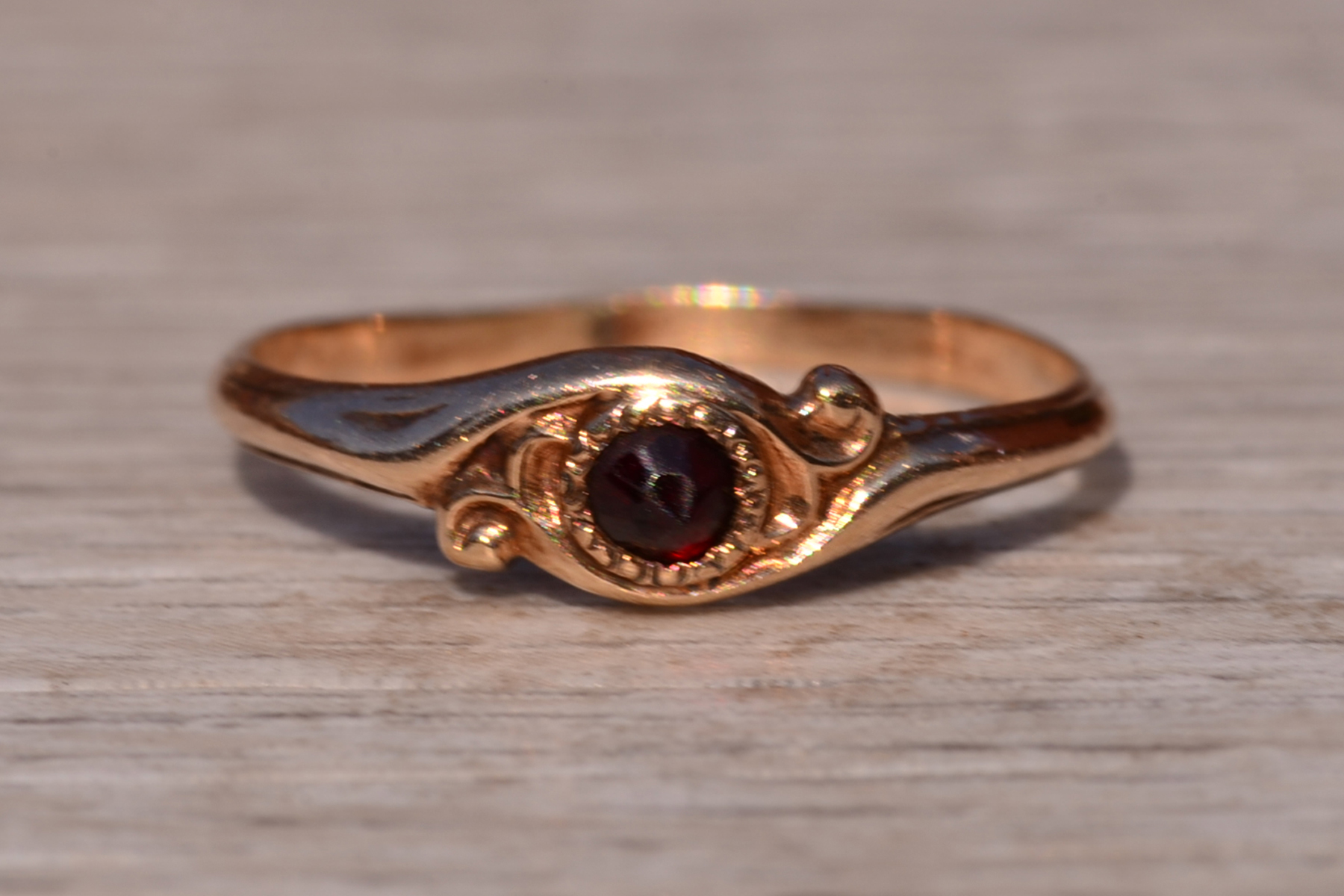 SOLD - The Prentice Place: Antique Rose Gold Bohemian Garnet Ring - Image 2