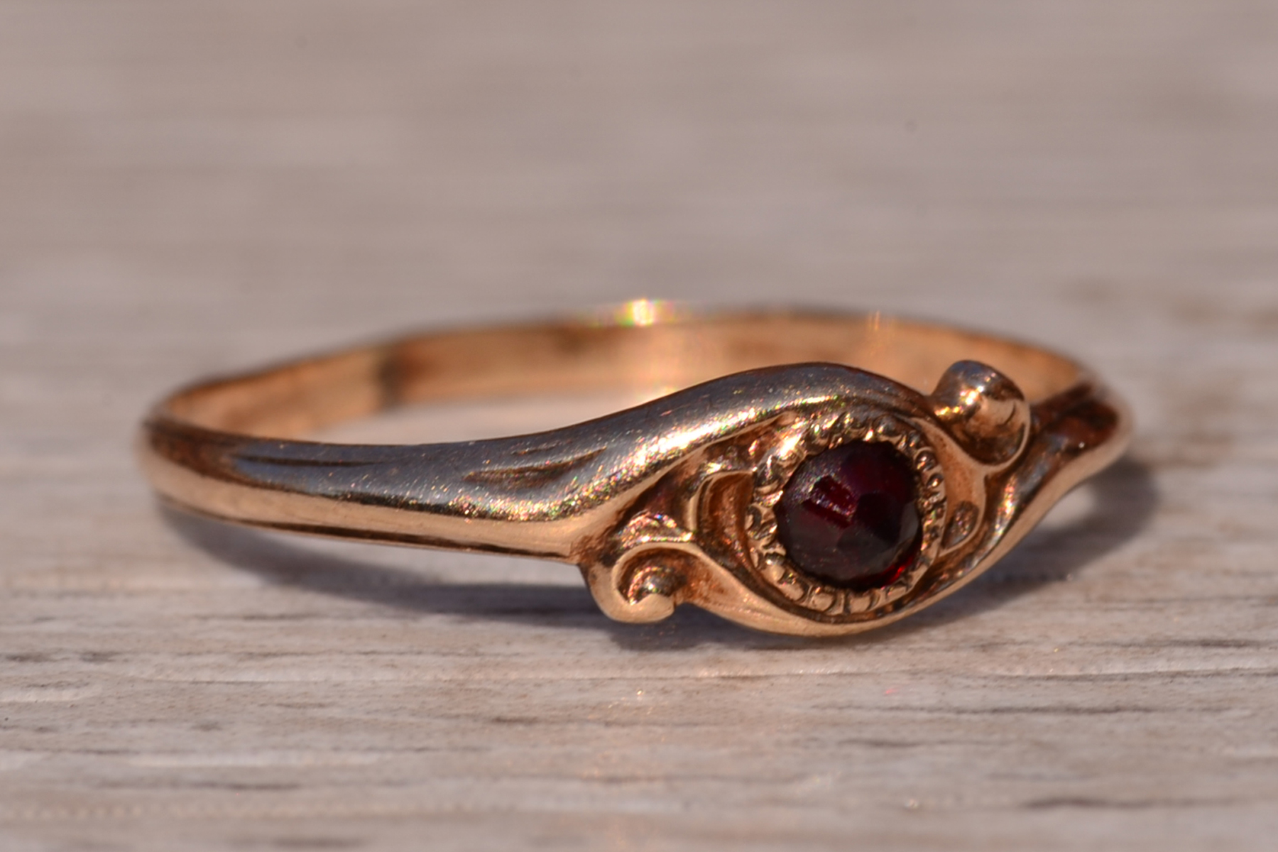 SOLD - The Prentice Place: Antique Rose Gold Bohemian Garnet Ring - Image 6