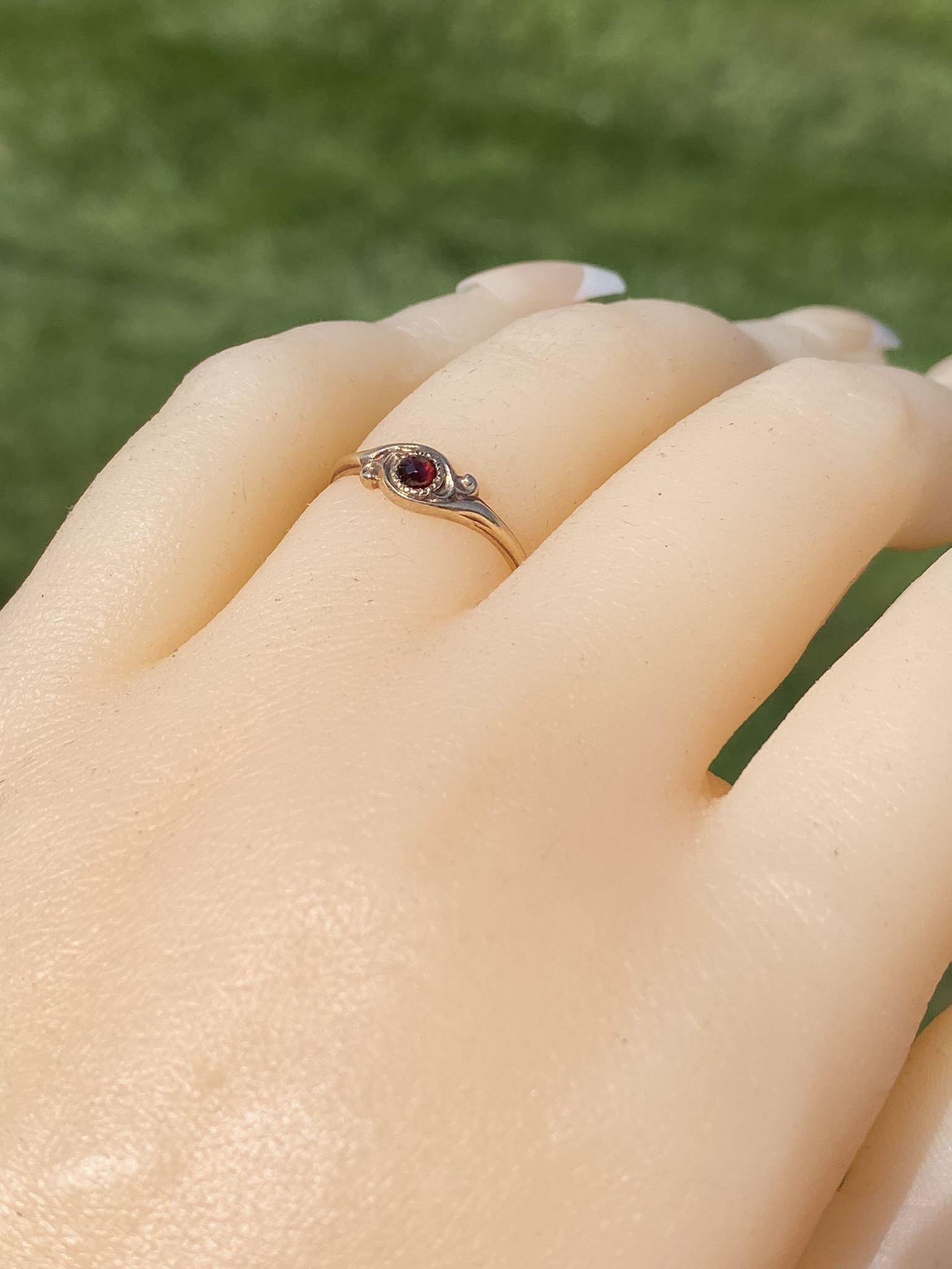 SOLD - The Prentice Place: Antique Rose Gold Bohemian Garnet Ring - Image 10