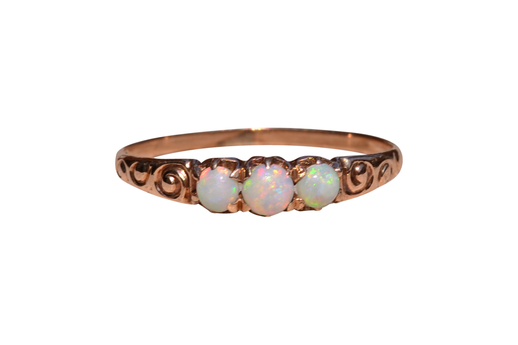 SOLD - The Otis Road: Victorian Ring set with Australian Opal in Rose Gold