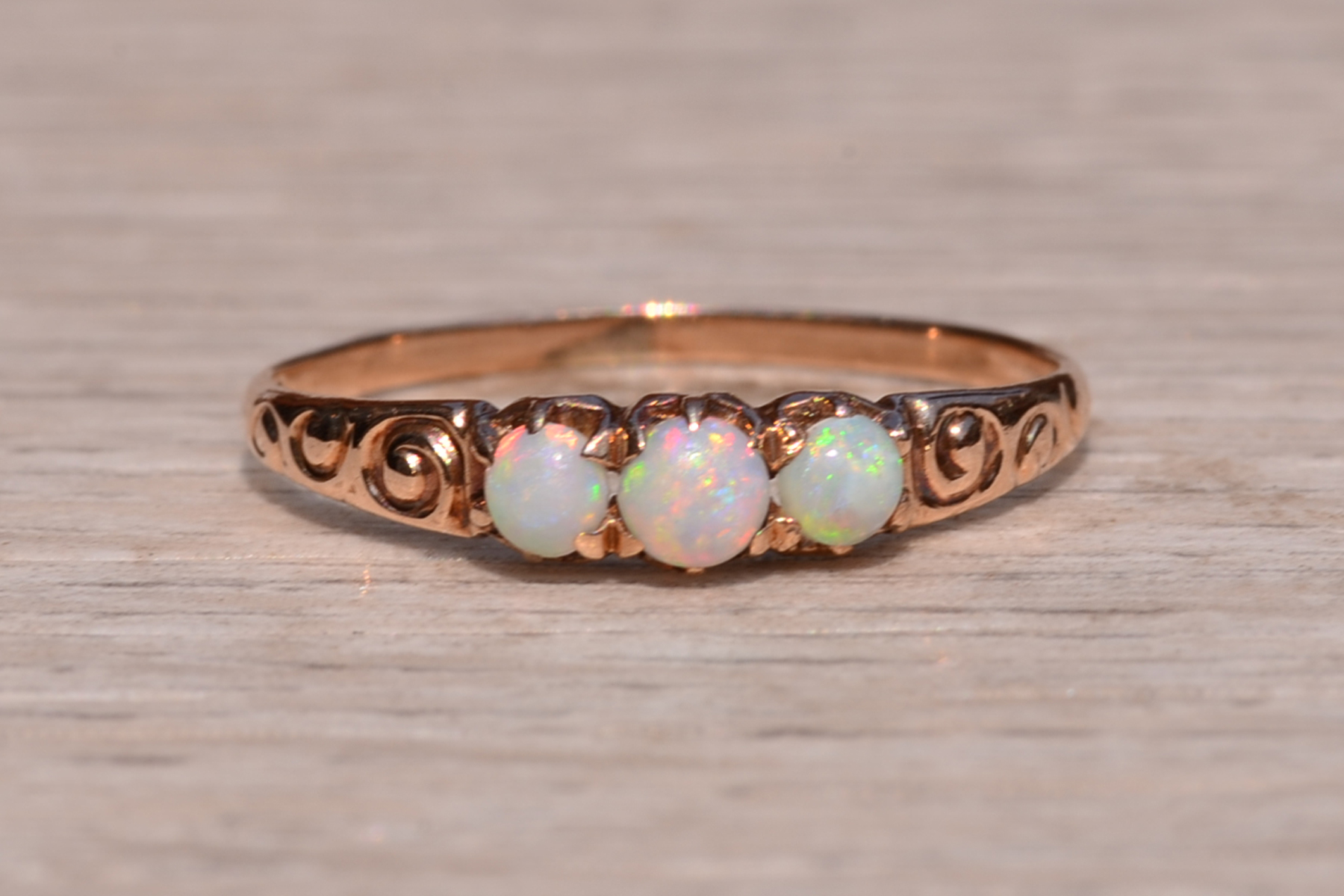 SOLD - The Otis Road: Victorian Ring set with Australian Opal in Rose Gold - Image 2