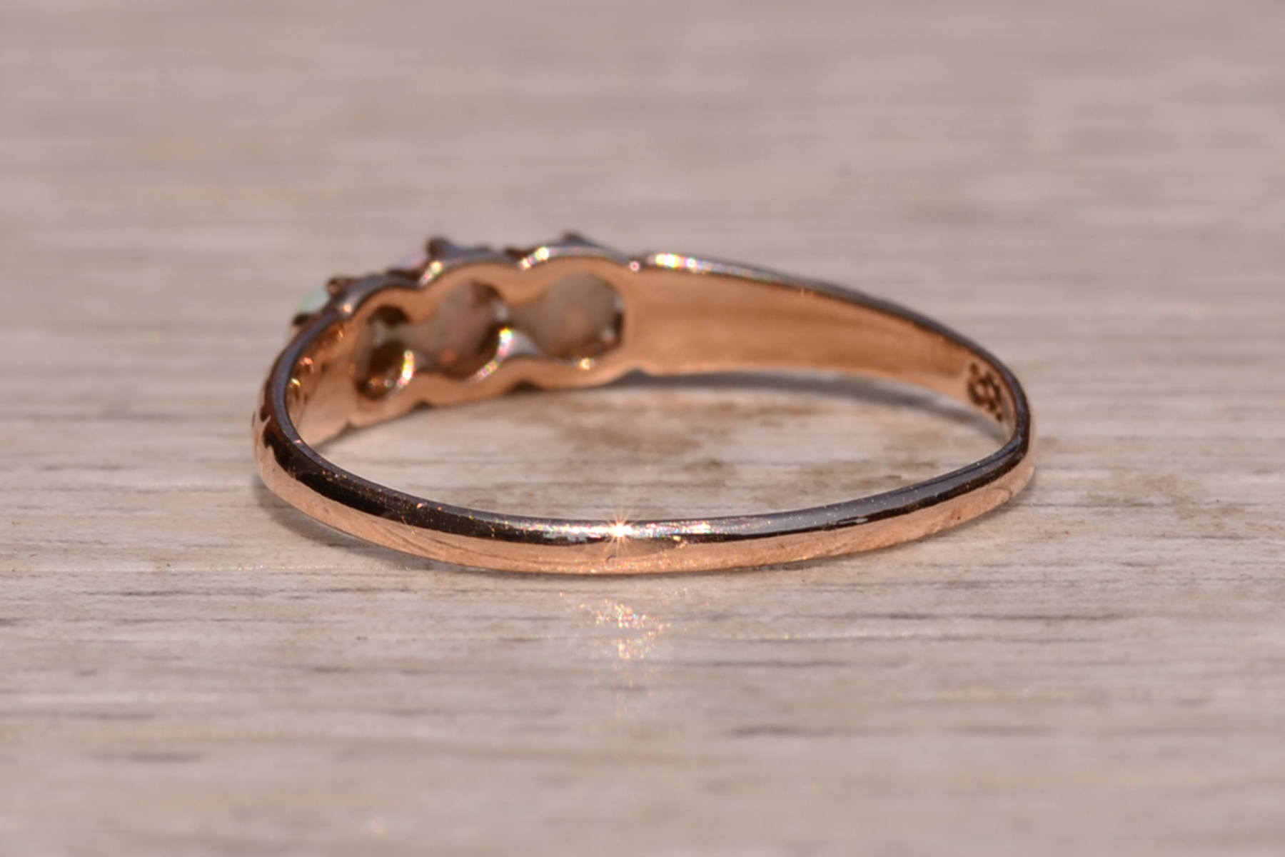 SOLD - The Otis Road: Victorian Ring set with Australian Opal in Rose Gold - Image 4