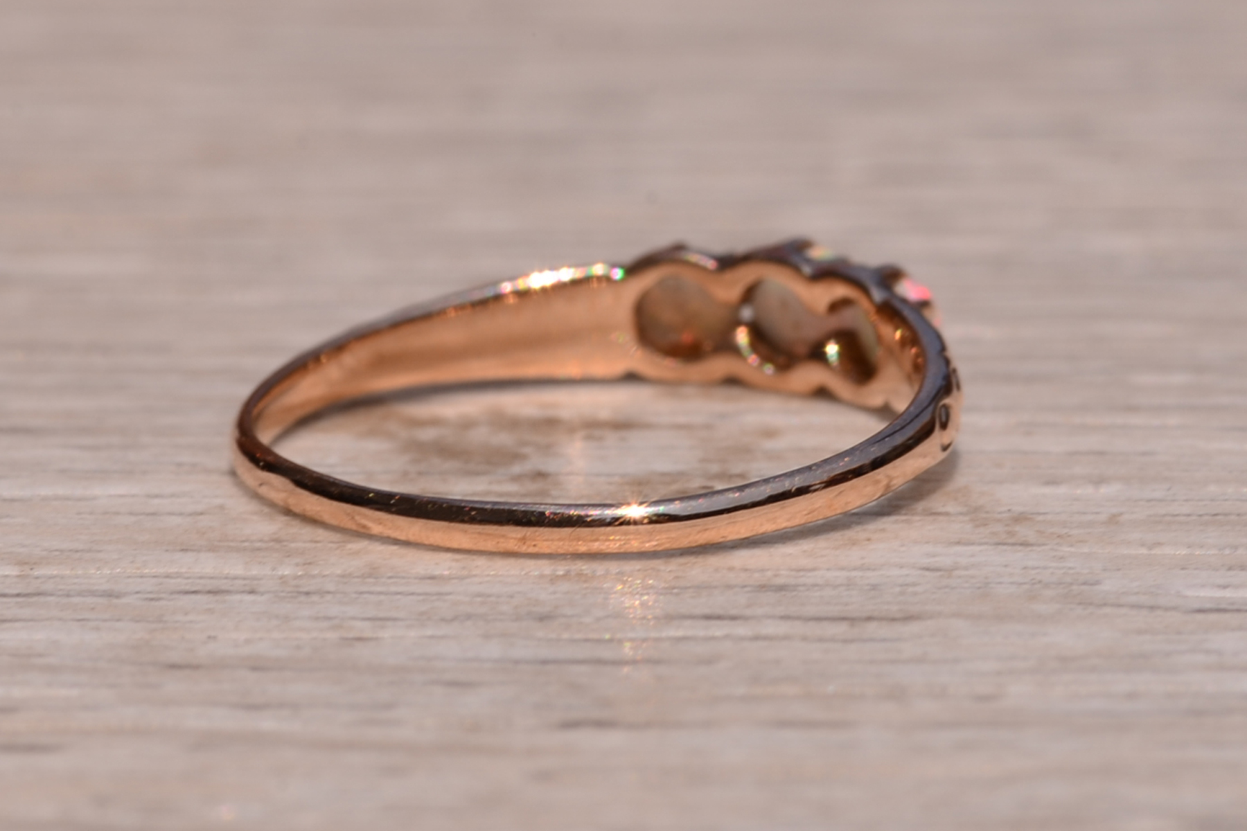 SOLD - The Otis Road: Victorian Ring set with Australian Opal in Rose Gold - Image 5
