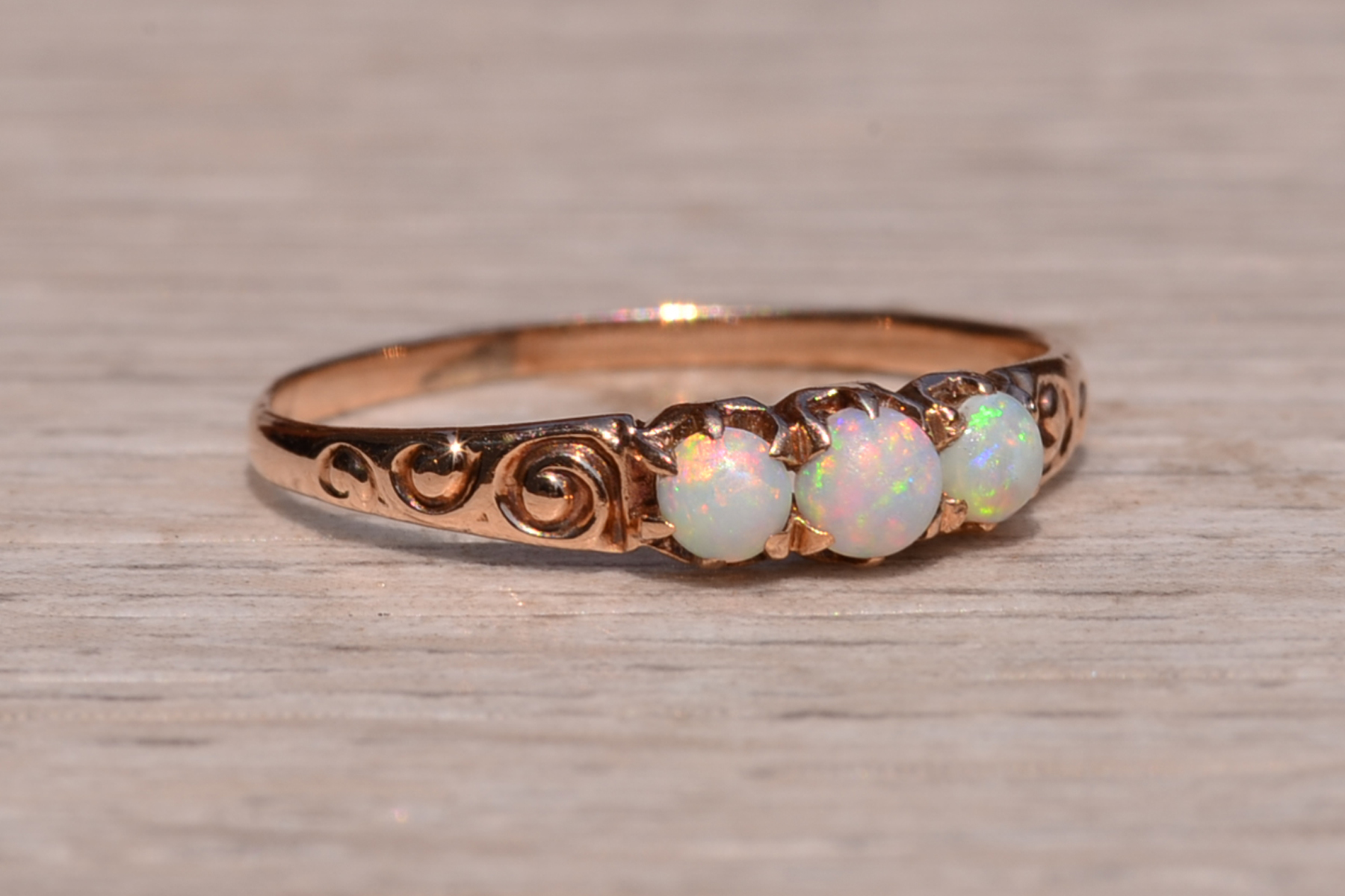 SOLD - The Otis Road: Victorian Ring set with Australian Opal in Rose Gold - Image 6