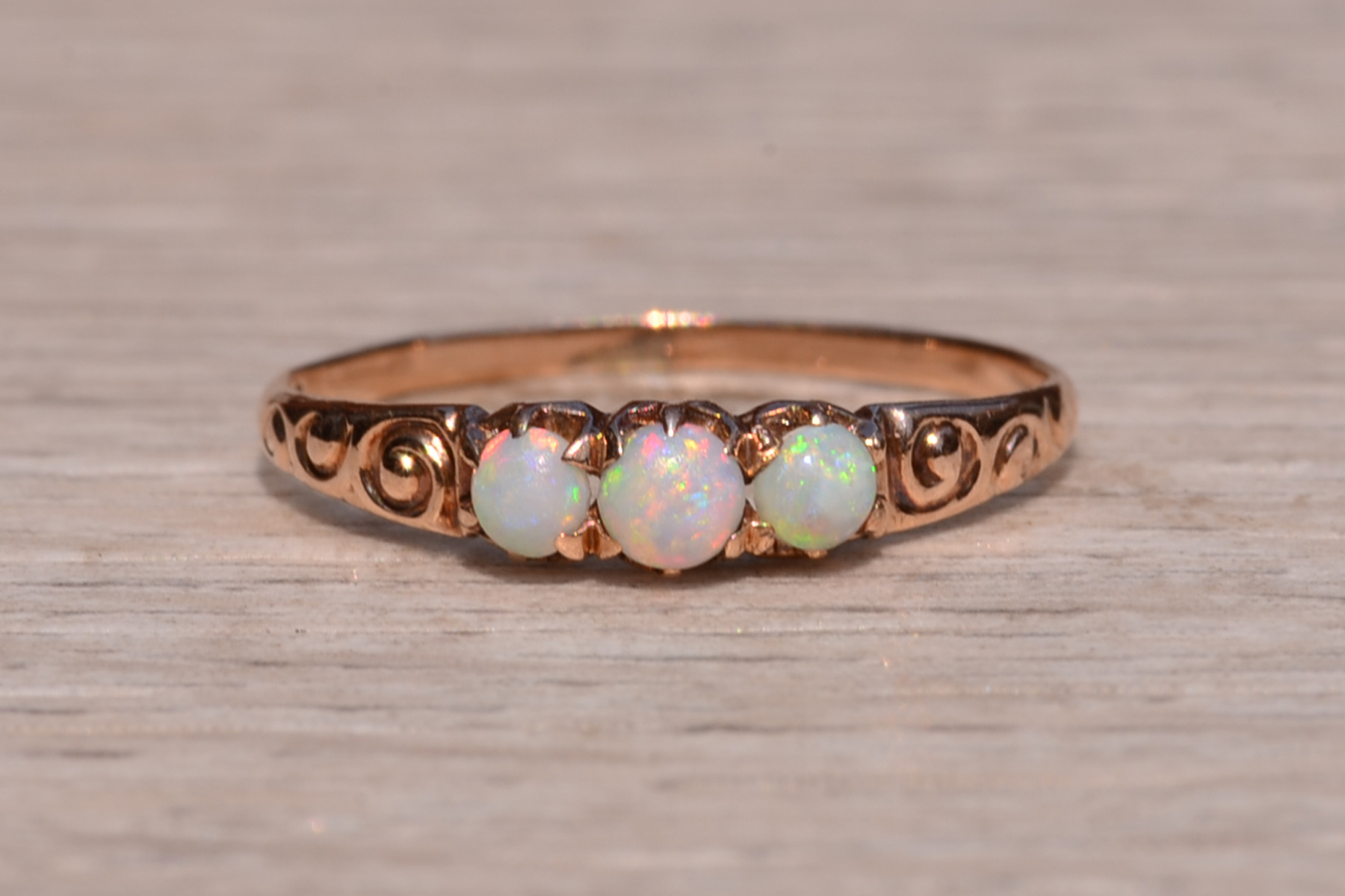 SOLD - The Otis Road: Victorian Ring set with Australian Opal in Rose Gold - Image 7