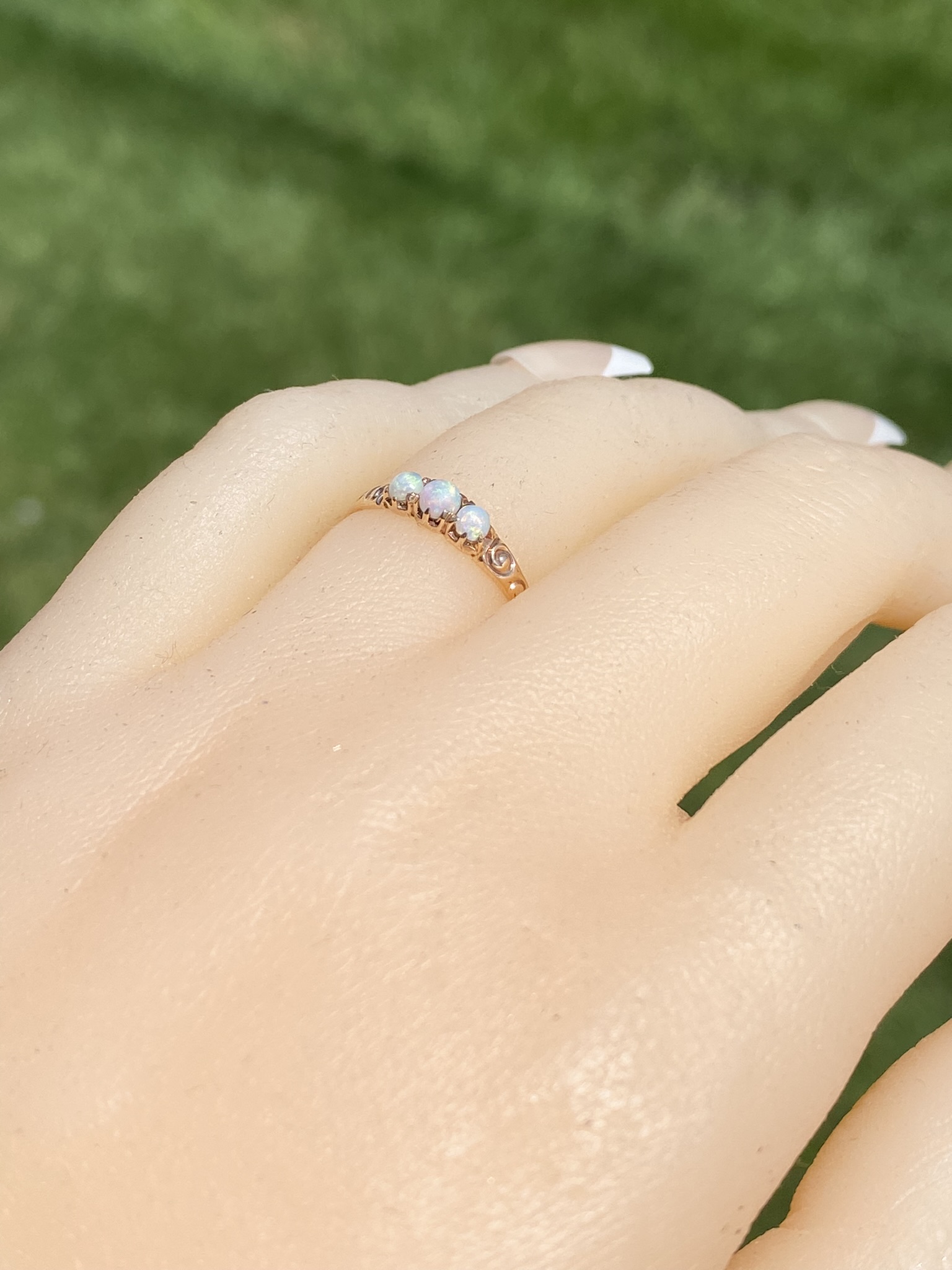 SOLD - The Otis Road: Victorian Ring set with Australian Opal in Rose Gold - Image 10