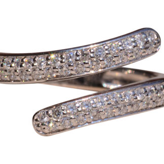 The Benson Drive:  Diamanti Signed Diamond Bypass Ring in White Gold with Diamonds